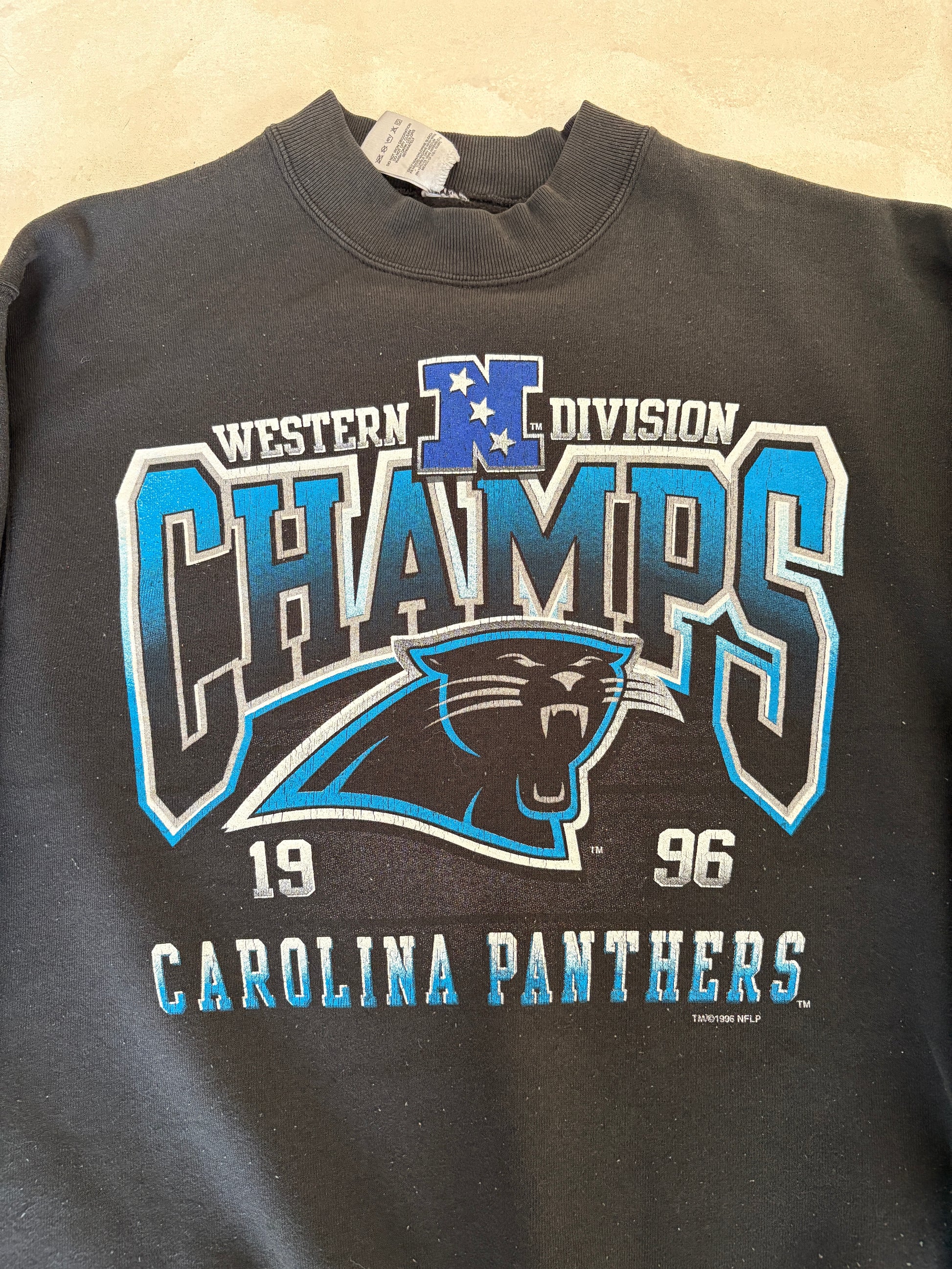 Size M Crew Neck Carolina Panthers Champions 1998 Made By Fruit of the Loom - USA Vintage Bcn