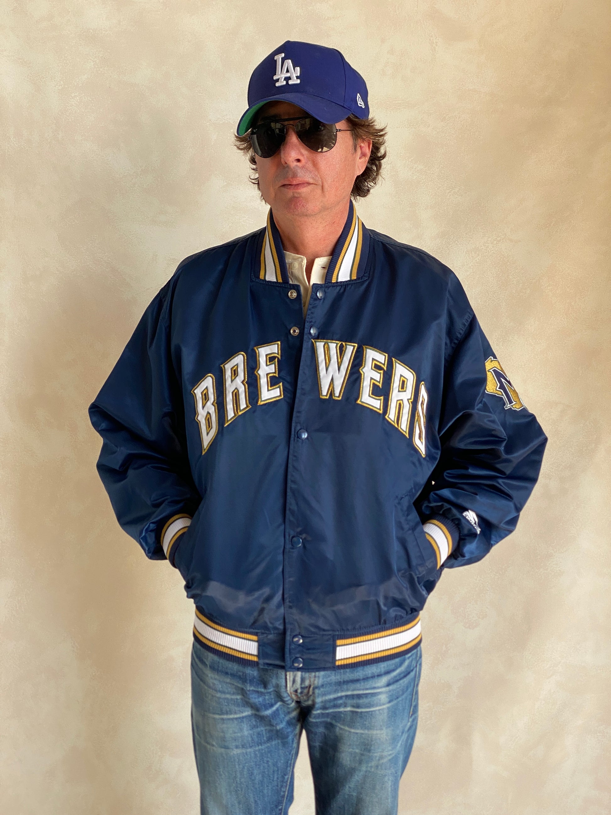 Vintage 1980s Milwaukee Brewers Starter satin jacket with team logo, size large