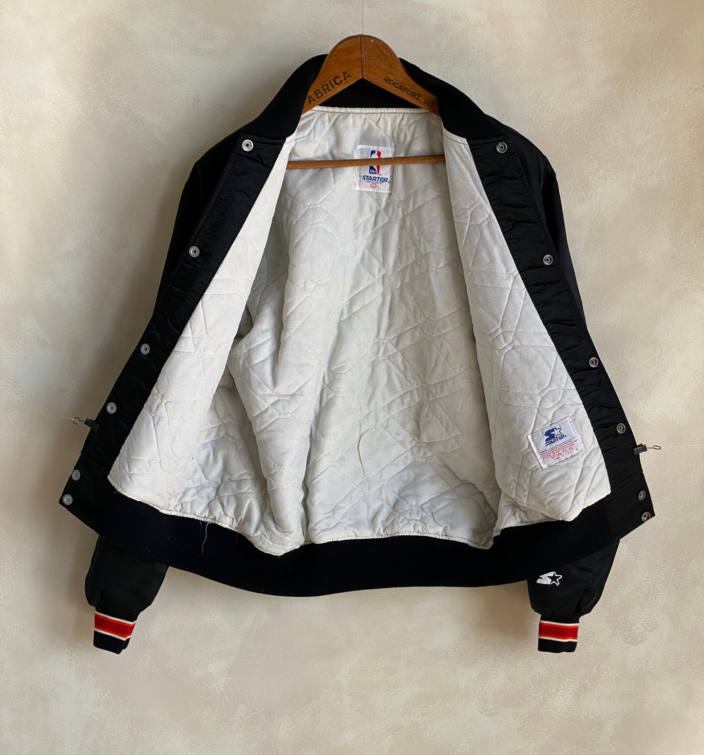 Vintage 1980s Miami Heat Starter satin jacket made in USA, size large.