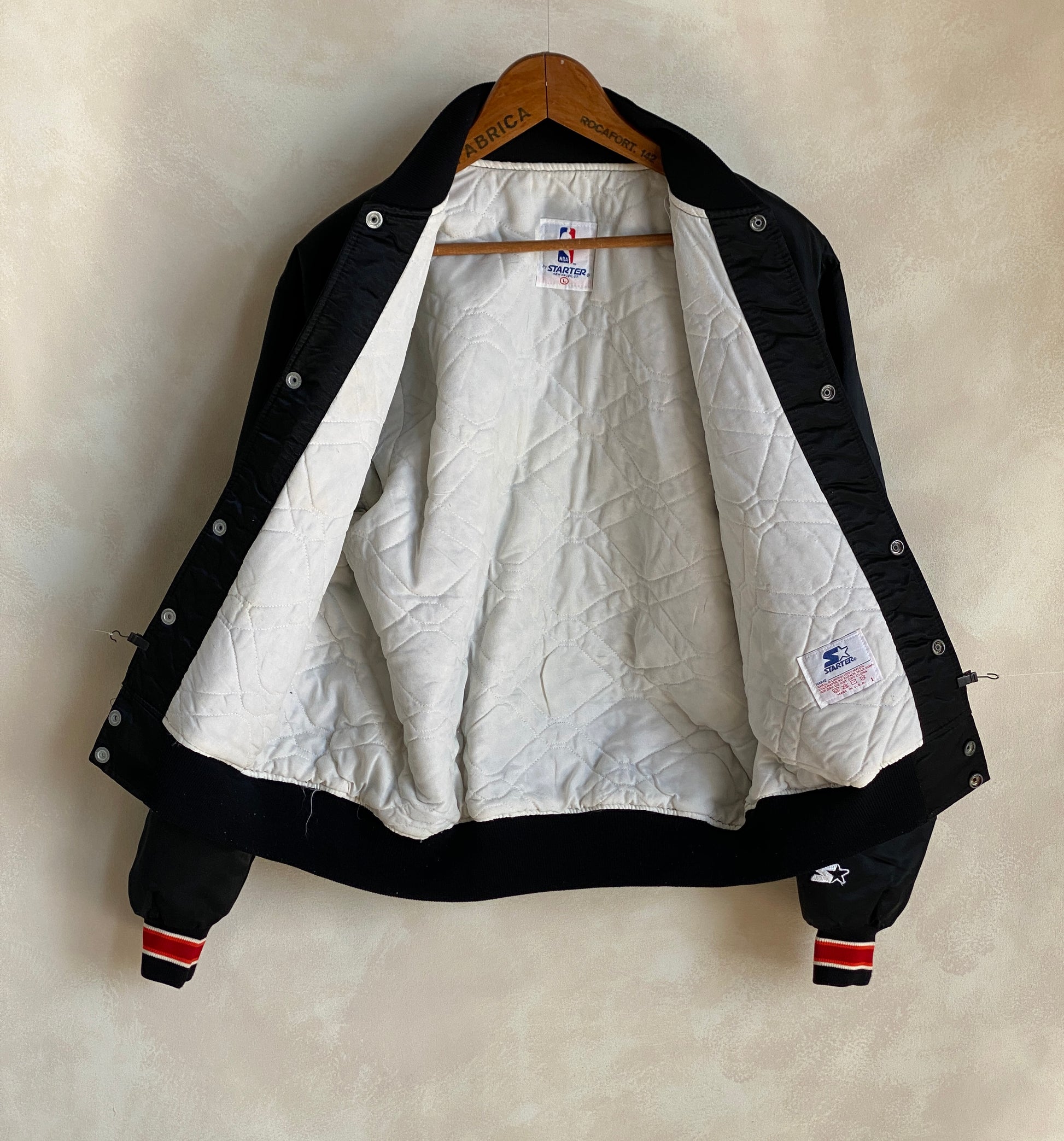 Vintage 1980s Miami Heat Starter satin jacket made in USA, size large.