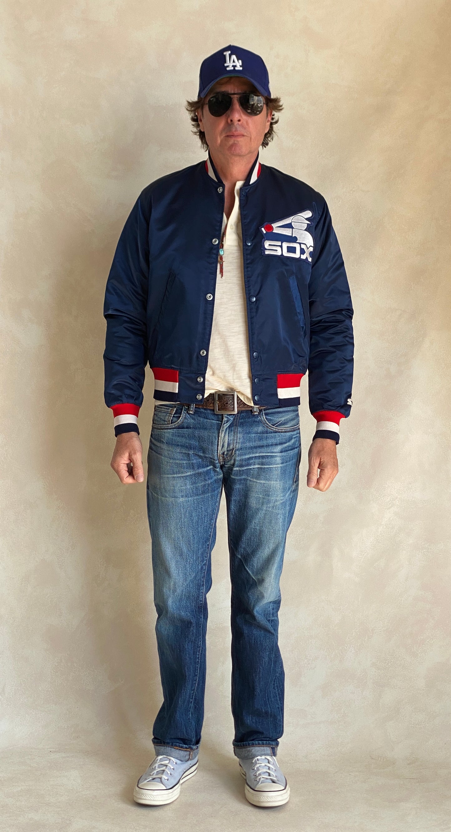 Vintage 1980s Chicago White Sox Starter satin jacket made in USA, size small.