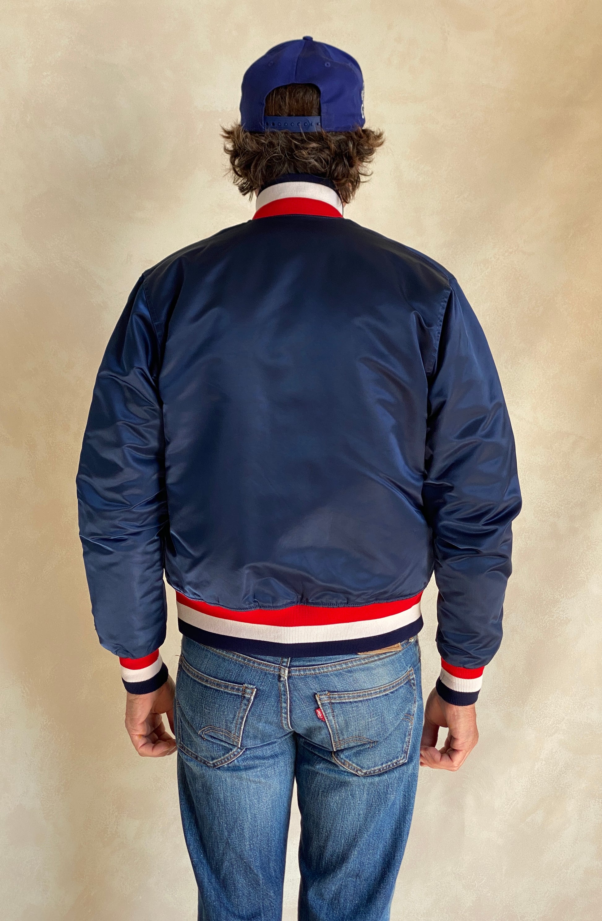 Vintage 1980s Chicago White Sox Starter satin jacket made in USA, size small.