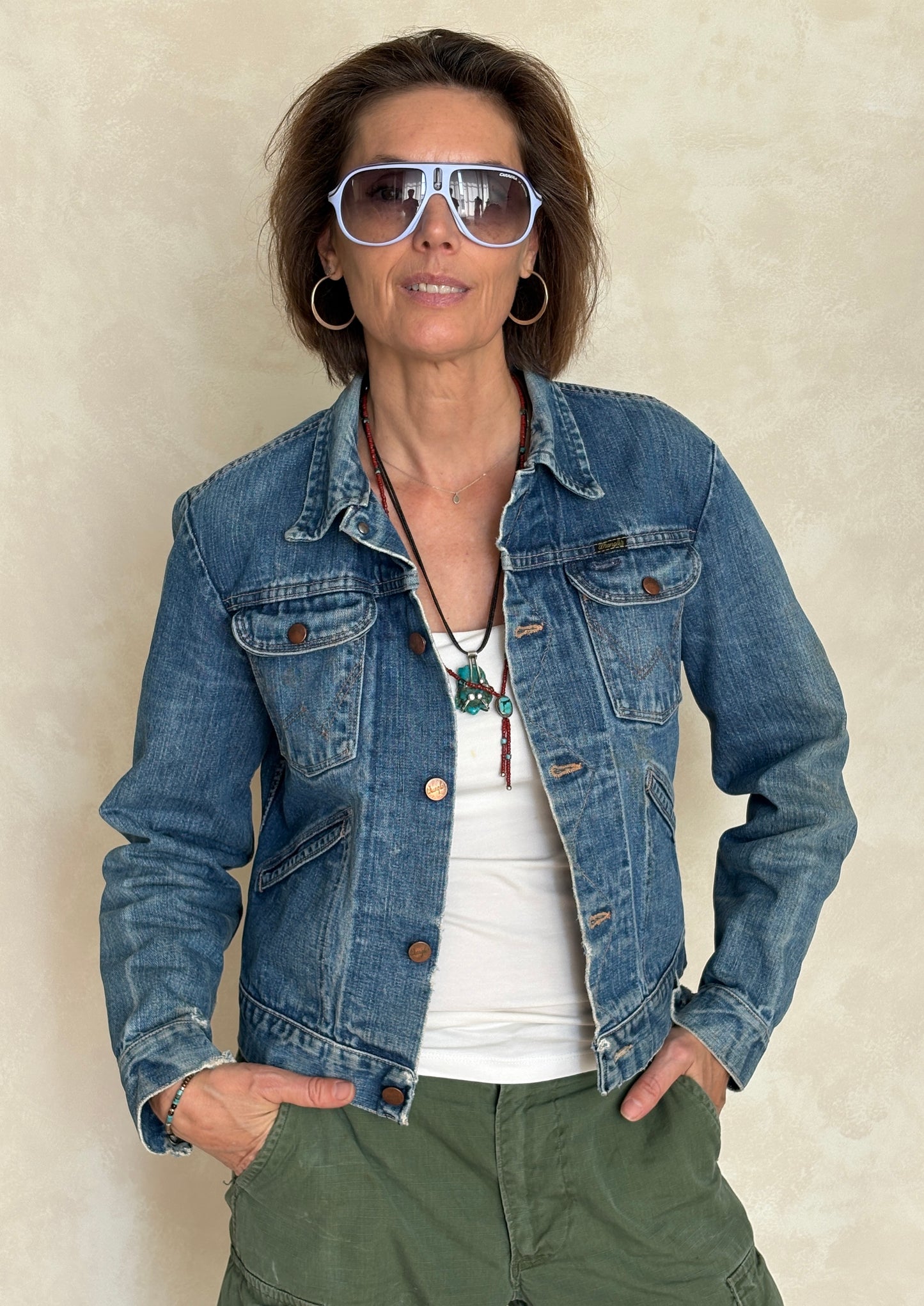 Size 36US . Vintage 70s Wrangler Denim Jacket – 4 Pockets – Made in USA