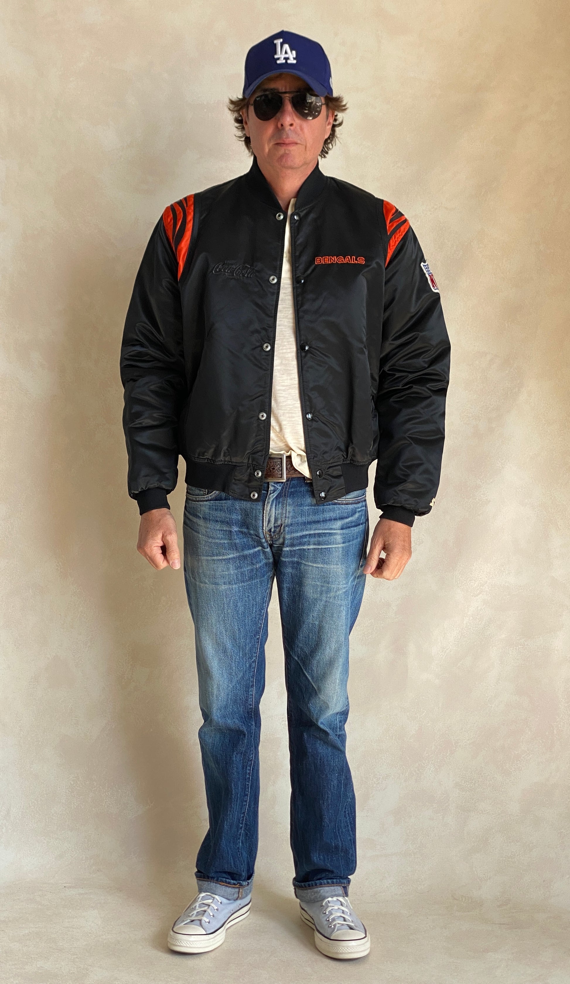Vintage 1980s Cincinnati Bengals jacket made in USA, classic NFL sports memorabilia, size large