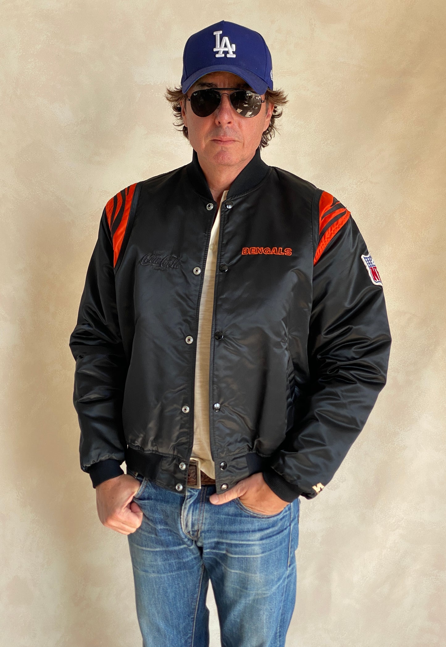 Vintage 1980s Cincinnati Bengals jacket made in USA, classic NFL sports memorabilia, size large