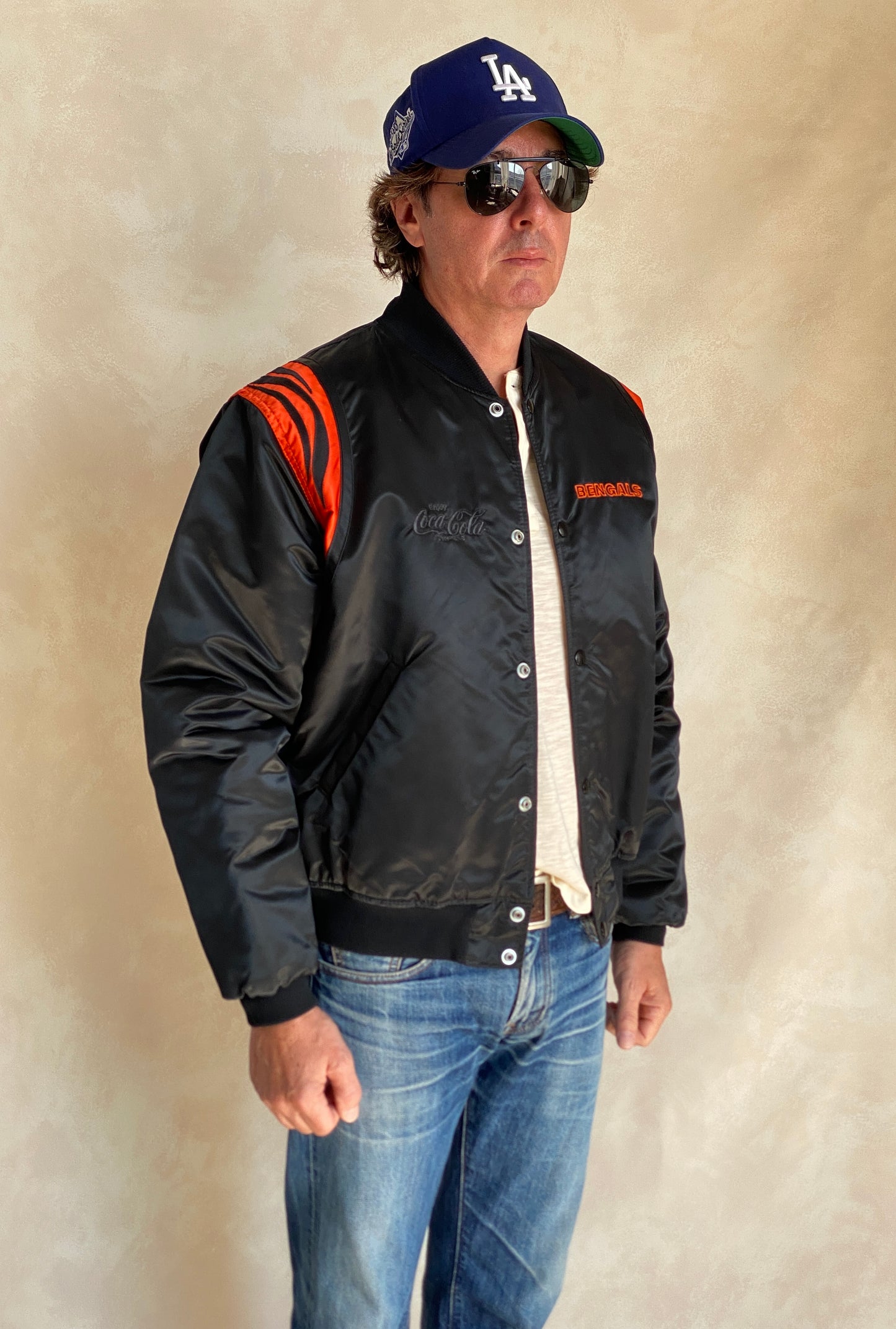 Vintage 1980s Cincinnati Bengals jacket made in USA, classic NFL sports memorabilia, size large