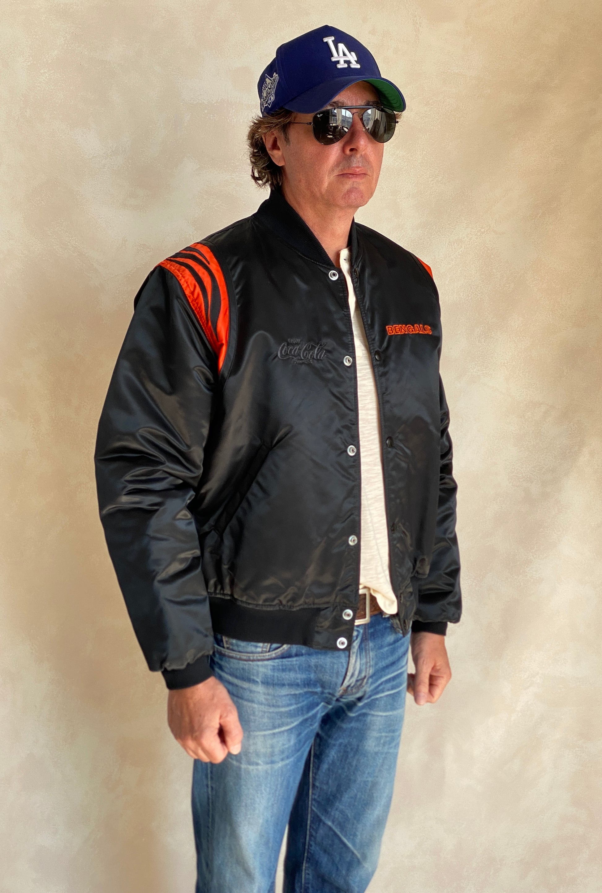 Vintage 1980s Cincinnati Bengals jacket made in USA, classic NFL sports memorabilia, size large