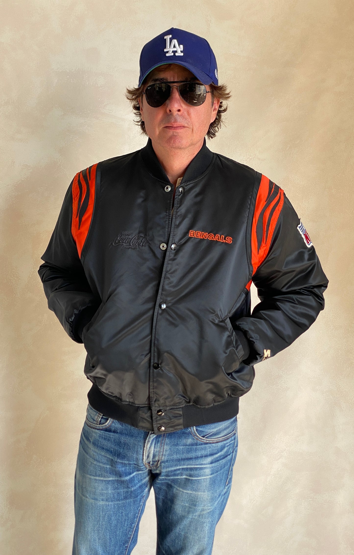 Vintage 1980s Cincinnati Bengals jacket made in USA, classic NFL sports memorabilia, size large