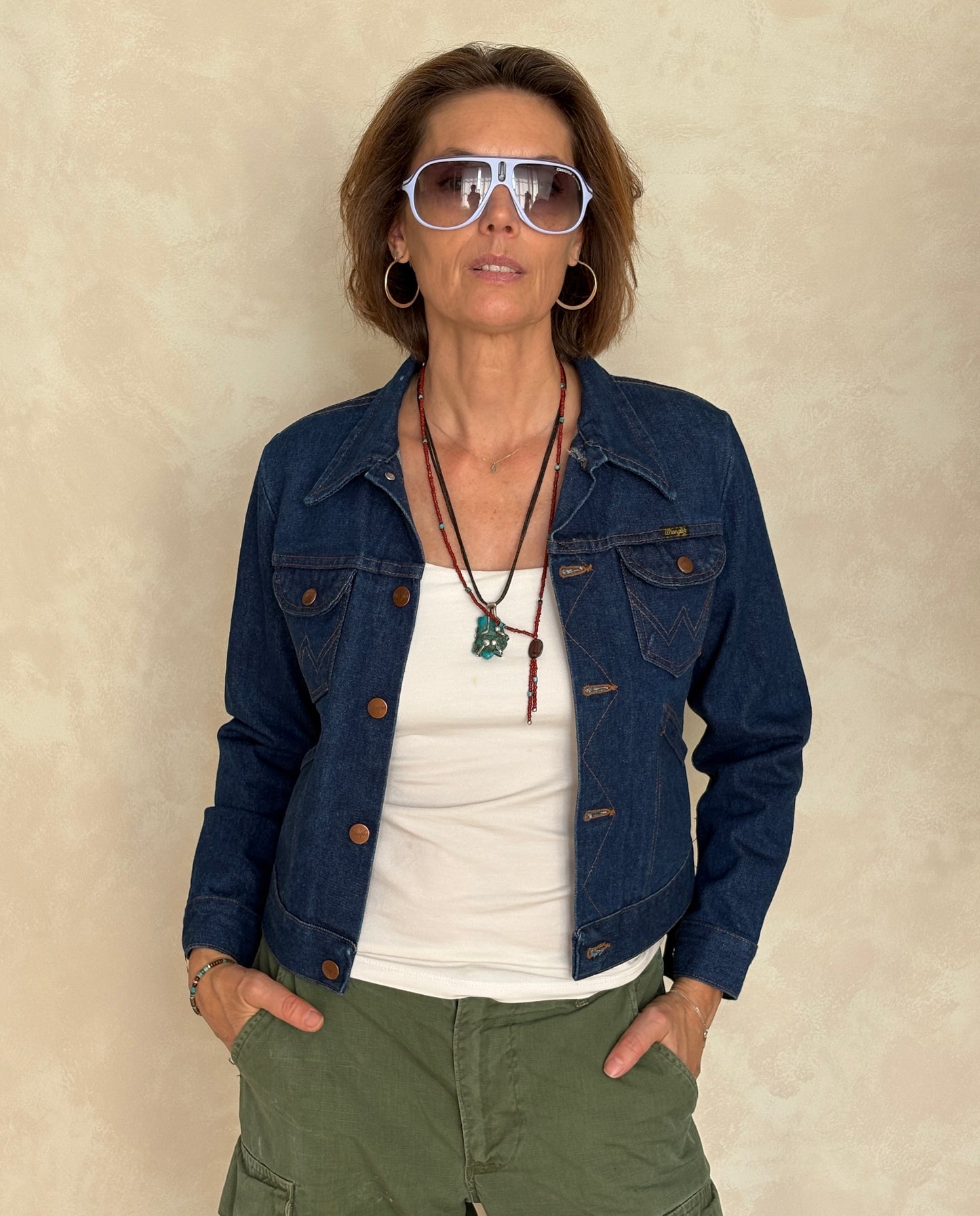 Size 18US . Vintage 70s Wrangler Denim Jacket – 4 Pockets – Made in USA