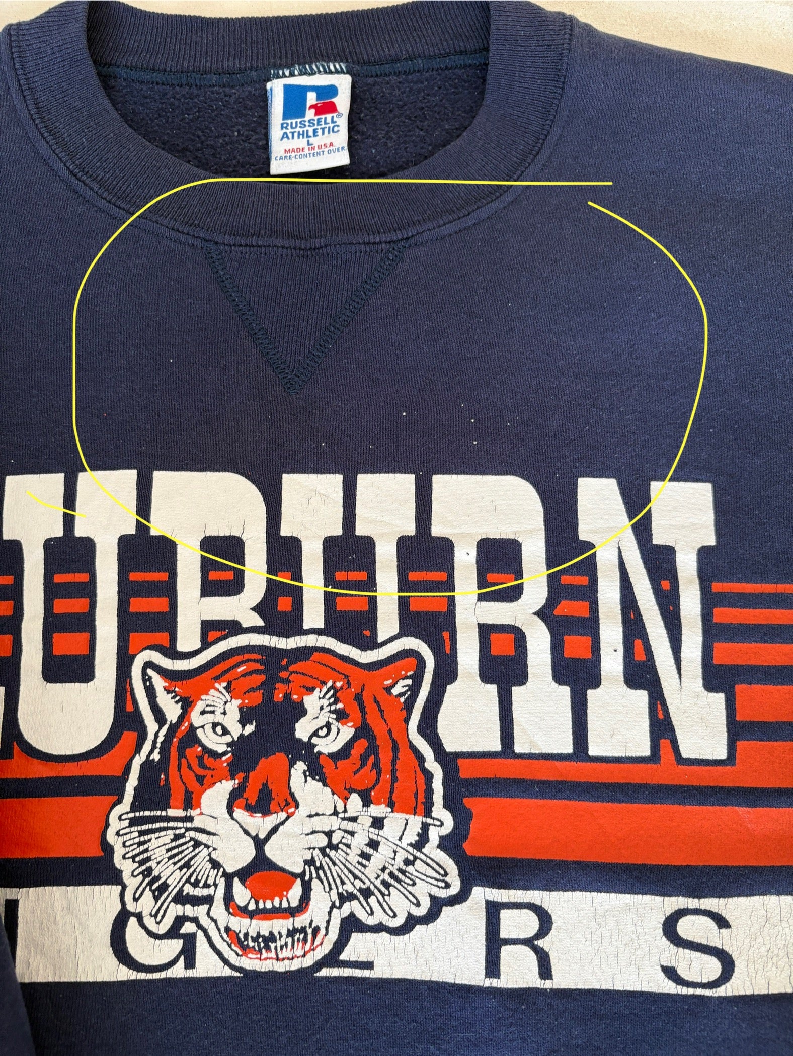 vintage auburn sweatshirt, auburn university crewneck, russell athletic usa, vintage college sweater,