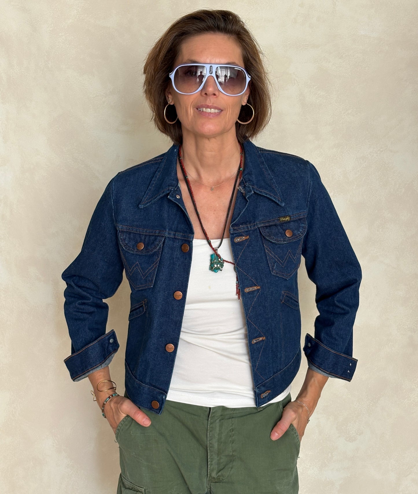 Size 18US . Vintage 70s Wrangler Denim Jacket – 4 Pockets – Made in USA