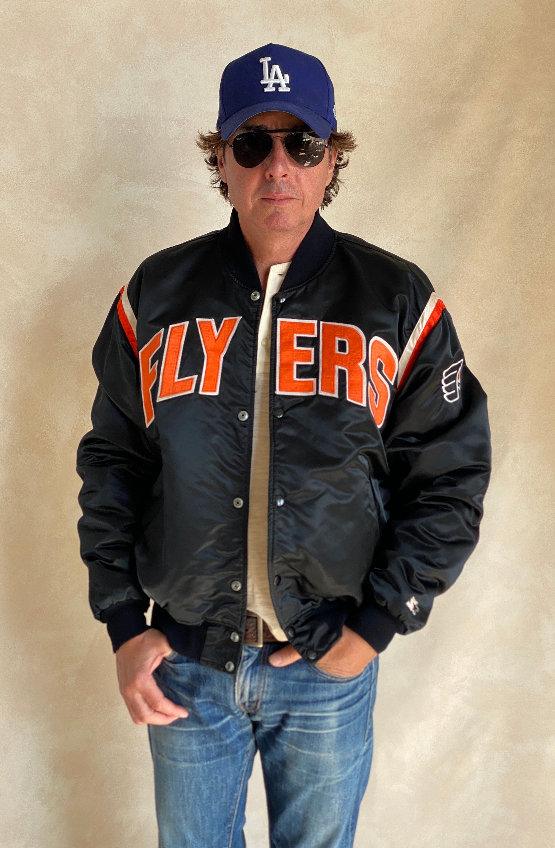 Vintage Philadelphia Flyers Starter satin jacket made in USA, size XLarge.