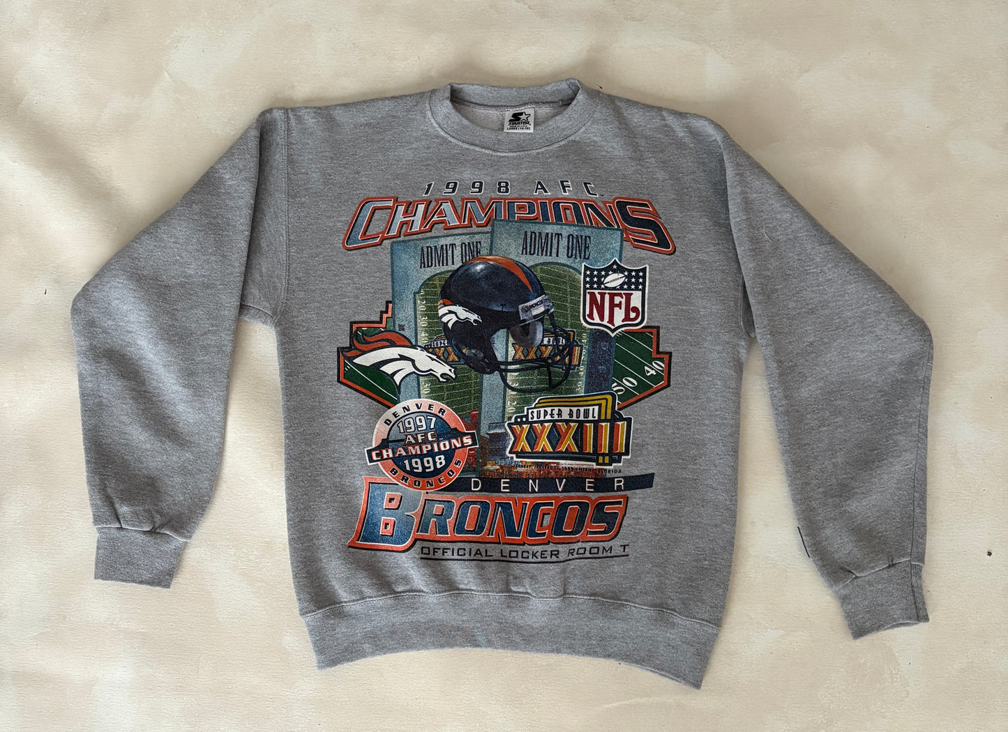 Size Youth Large Super Bowl Broncos Made in USA By Starter - USA Vintage Bcn
