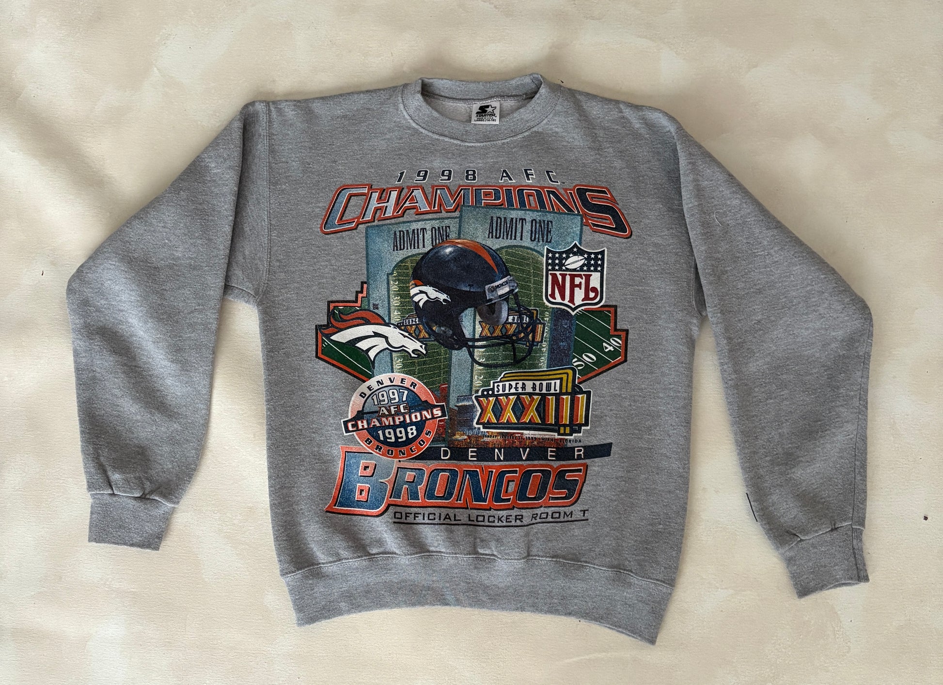 Size Youth Large Super Bowl Broncos Made in USA By Starter - USA Vintage Bcn