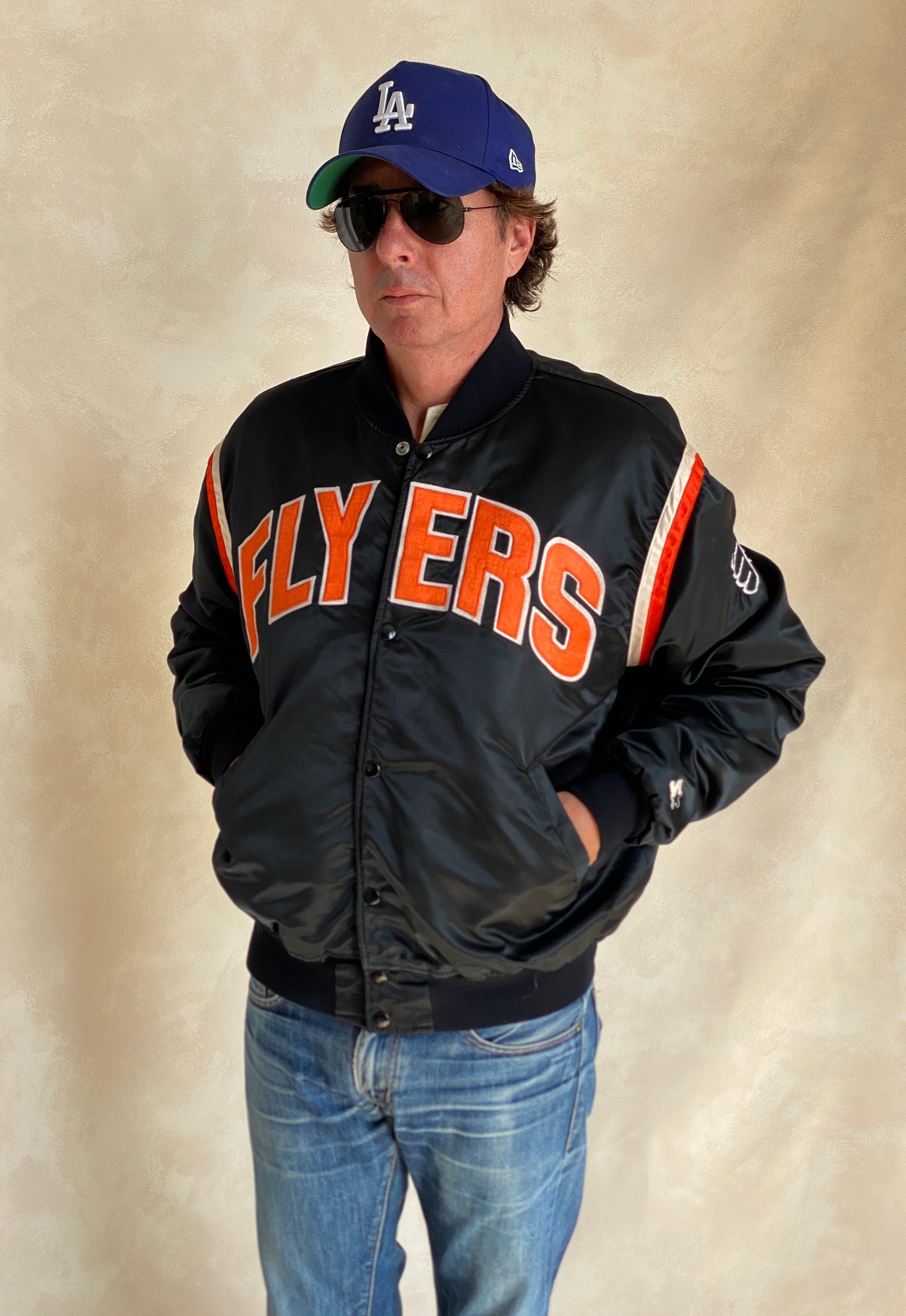 Vintage Philadelphia Flyers Starter satin jacket made in USA, size XLarge.