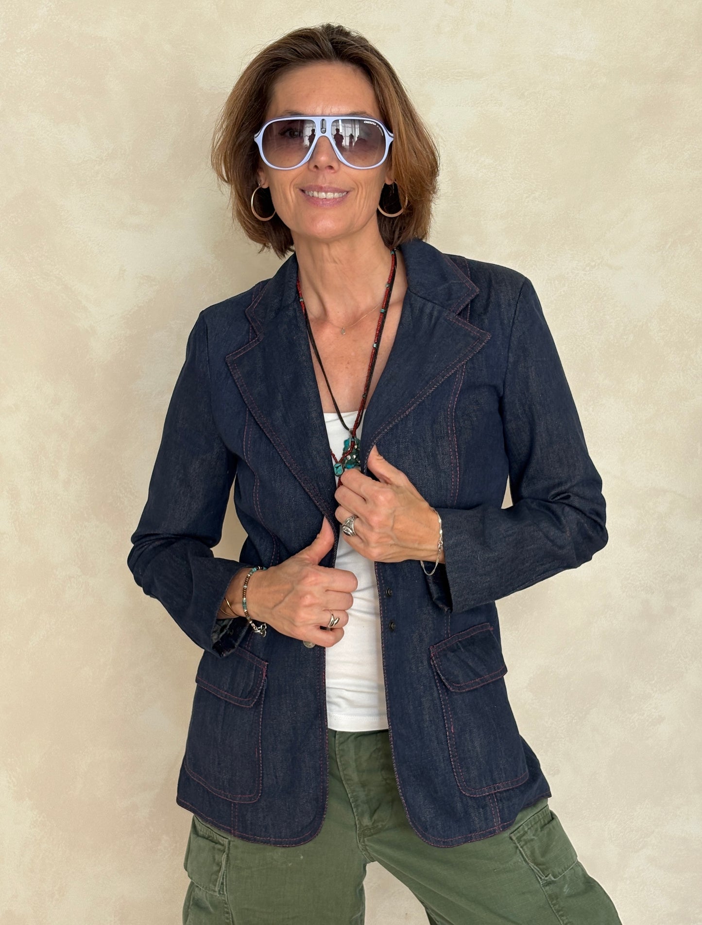 Size 36US .Vintage 1970s Patty Woodard Denim Blazer — Made in California