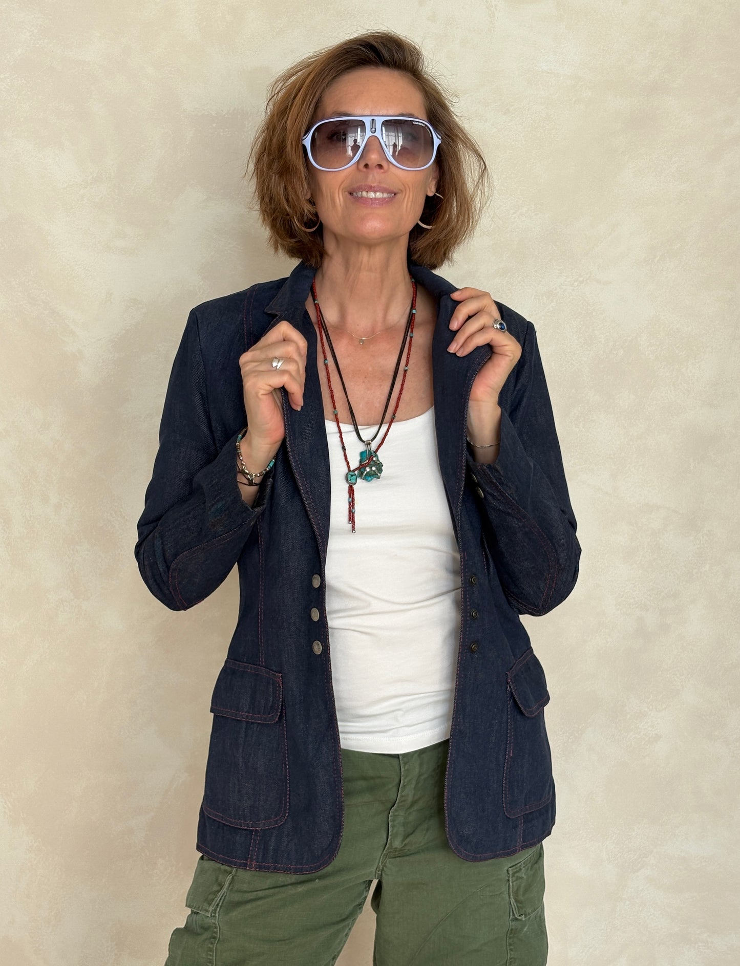 Size 36US .Vintage 1970s Patty Woodard Denim Blazer — Made in California