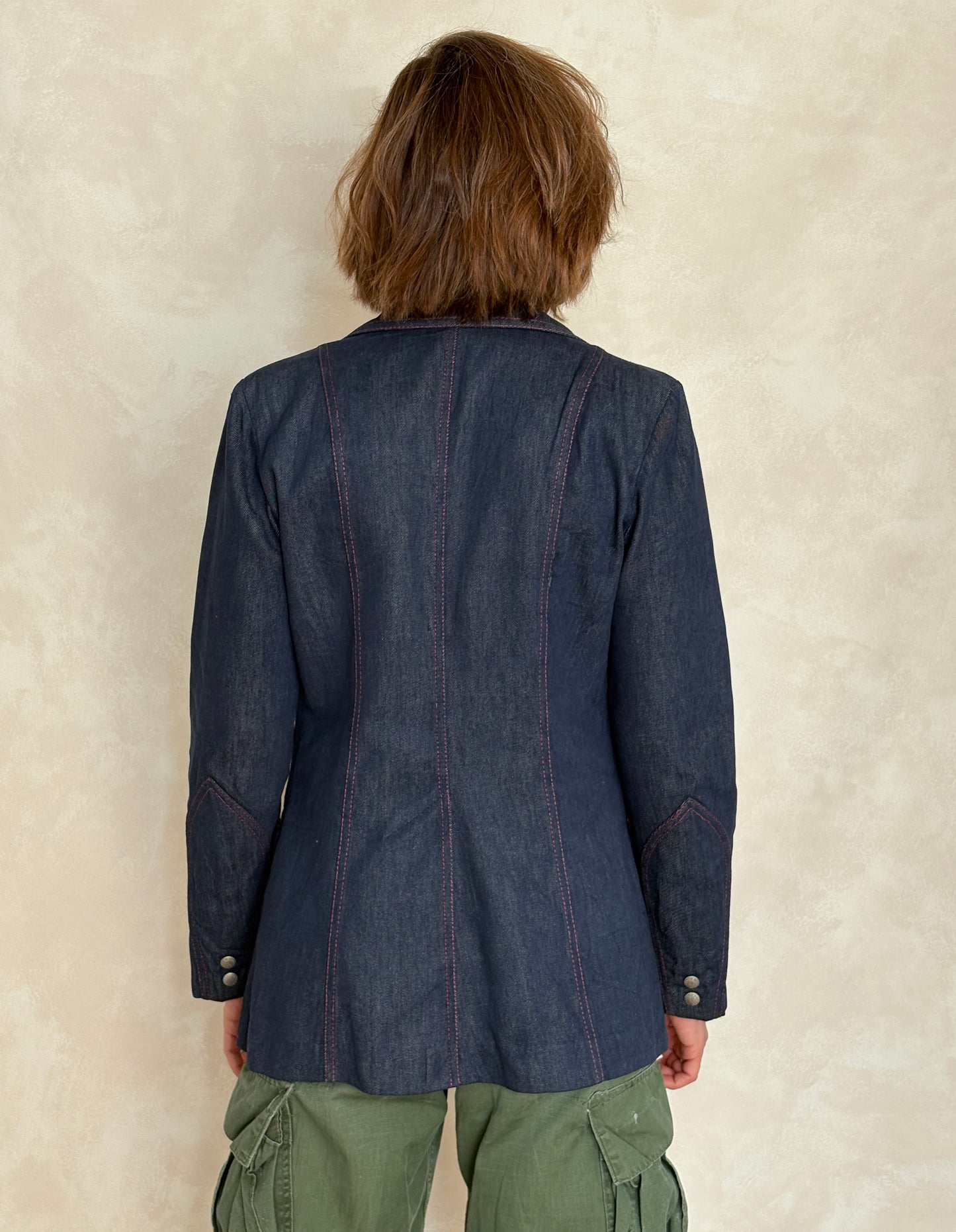 Size 36US .Vintage 1970s Patty Woodard Denim Blazer — Made in California