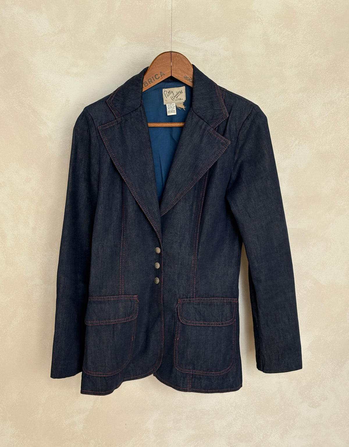 Size 36US .Vintage 1970s Patty Woodard Denim Blazer — Made in California-AJ357 Studio