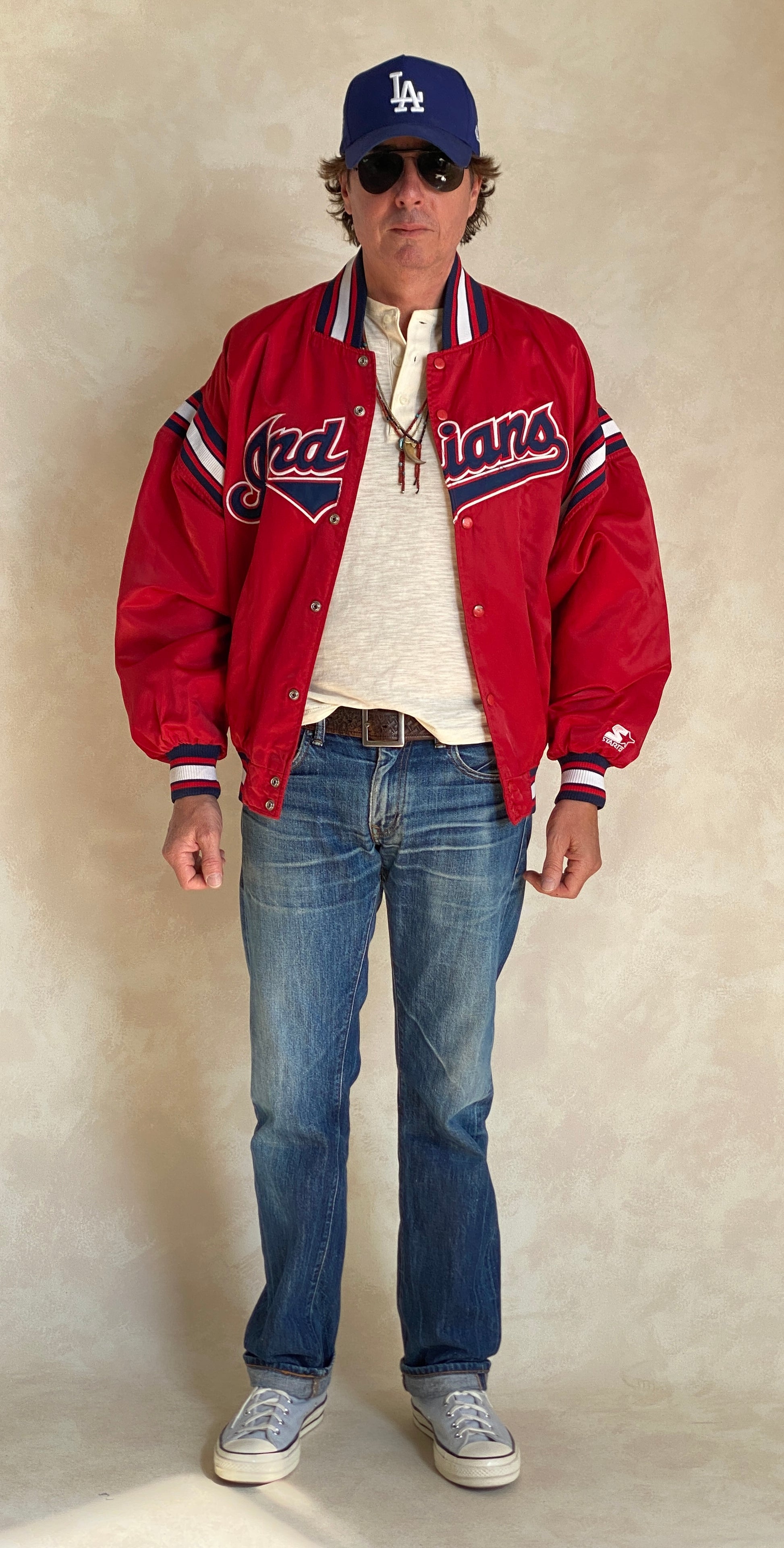 Vintage 1990s Cleveland Indians Starter satin jacket, size large.