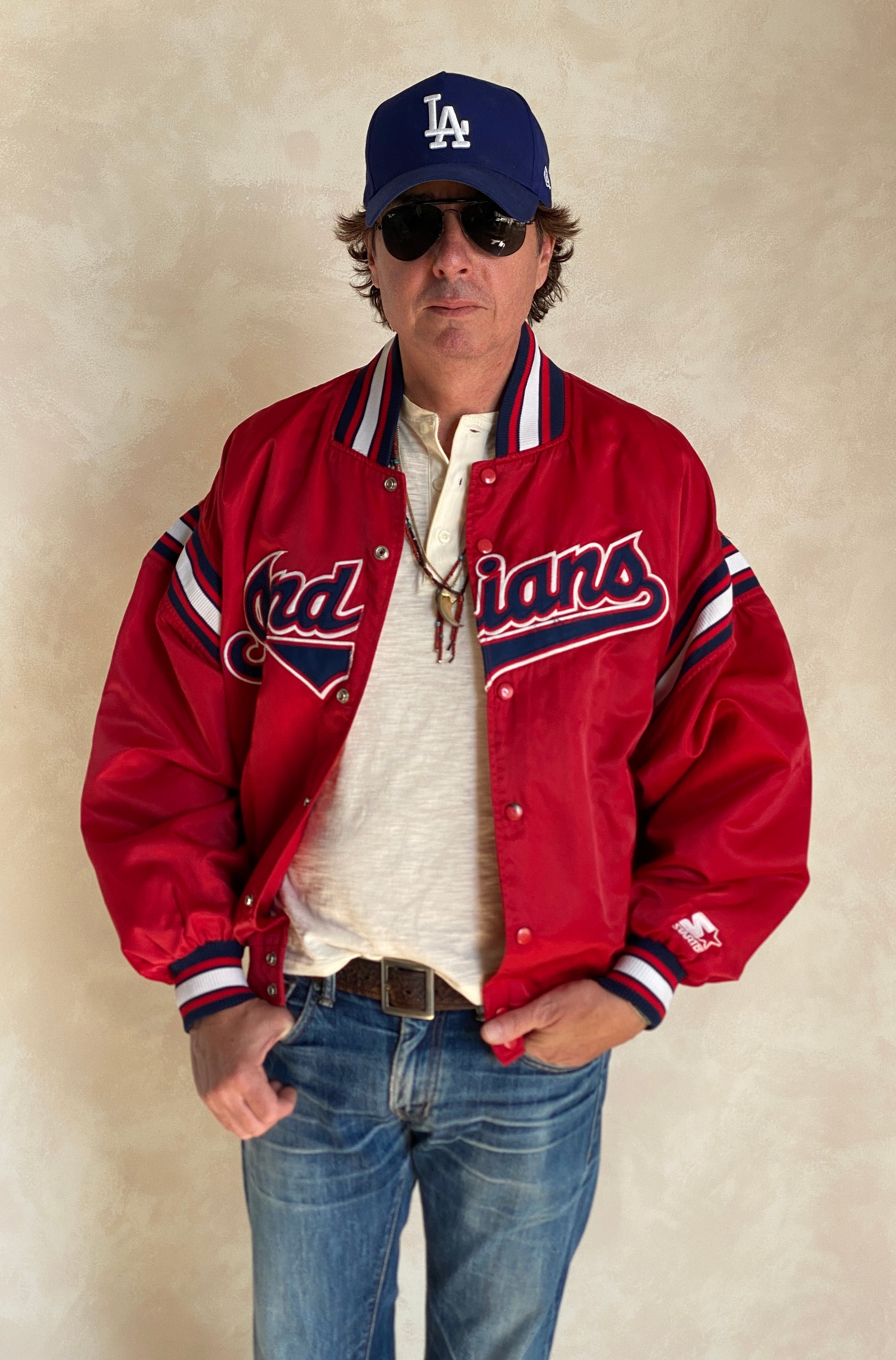 Vintage 1990s Cleveland Indians Starter satin jacket, size large.
