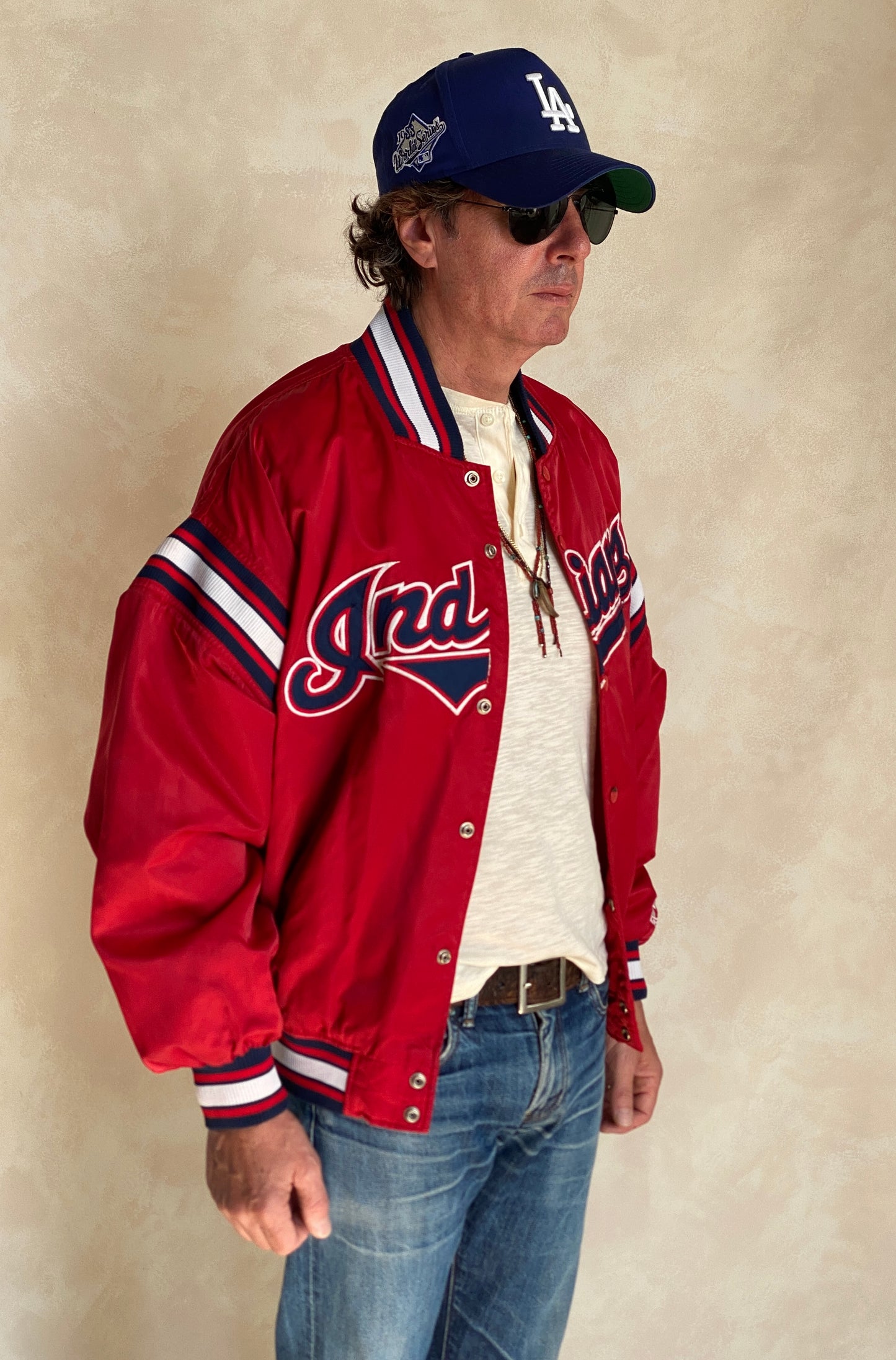 Vintage 1990s Cleveland Indians Starter satin jacket, size large.