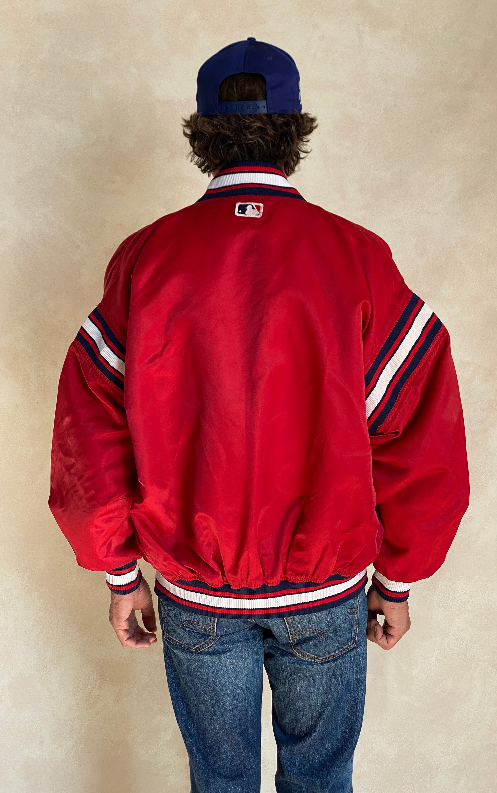 Vintage 1990s Cleveland Indians Starter satin jacket, size large.