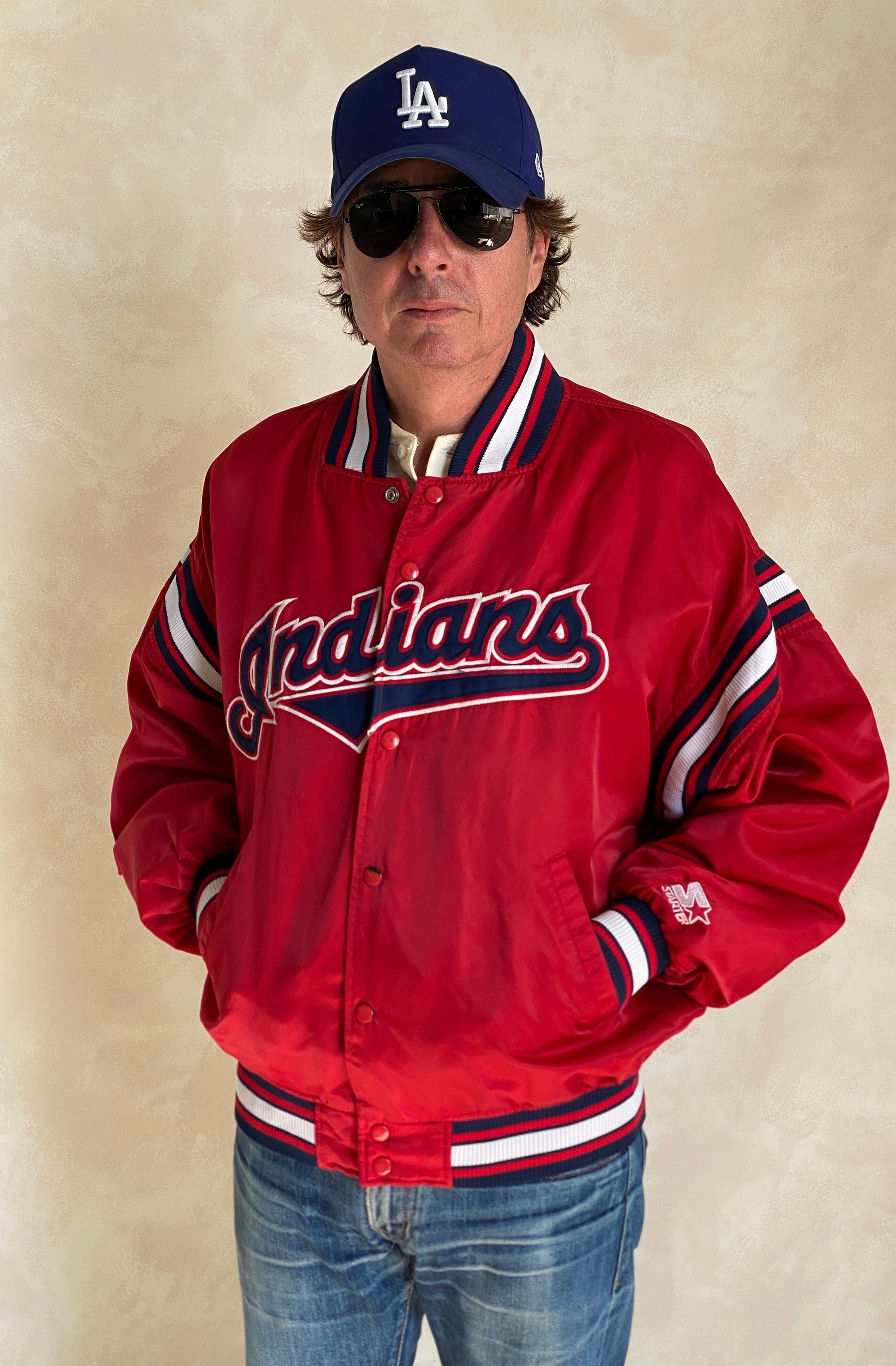 Vintage 1990s Cleveland Indians Starter satin jacket, size large.