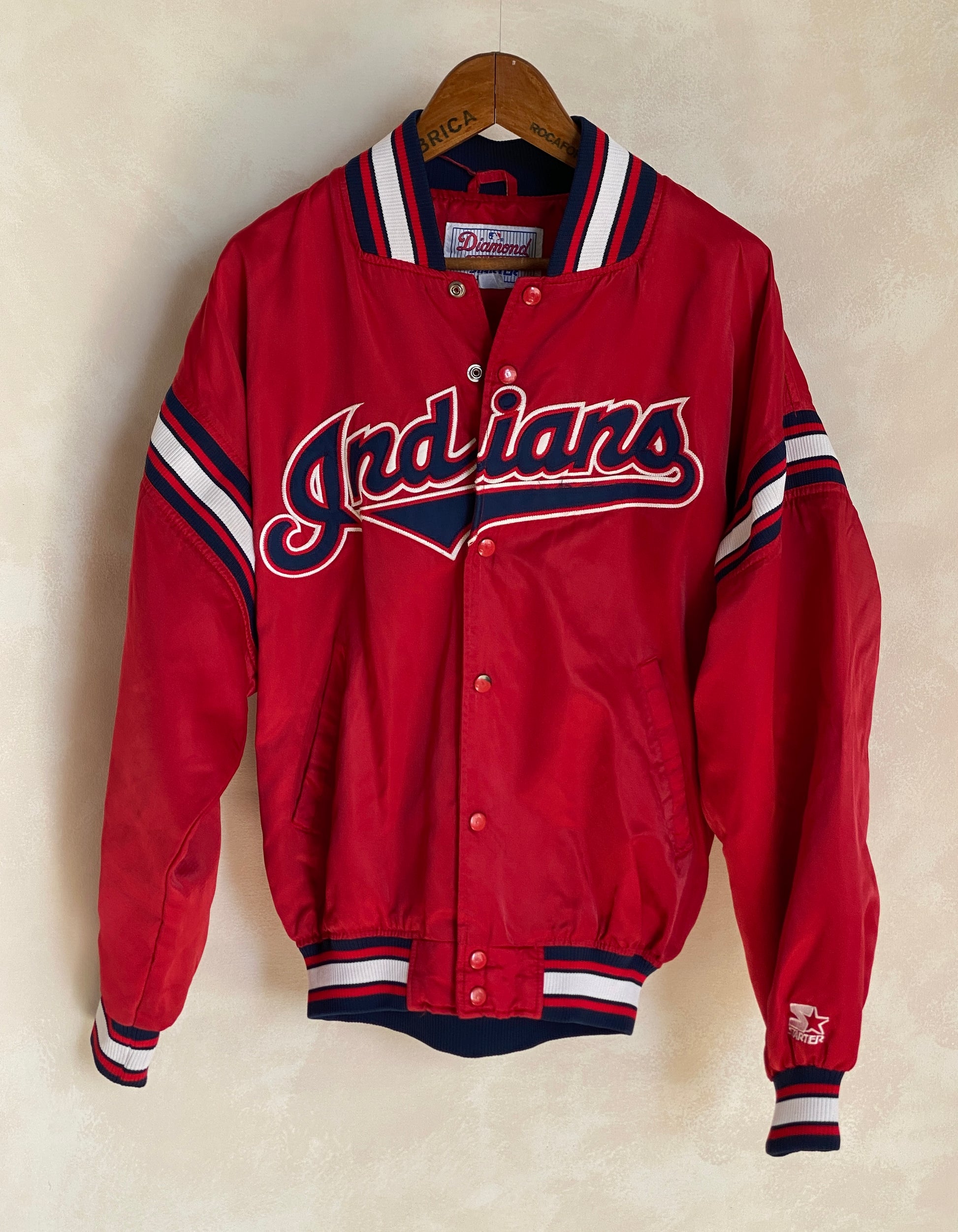 Vintage 1990s Cleveland Indians Starter satin jacket, size large.
