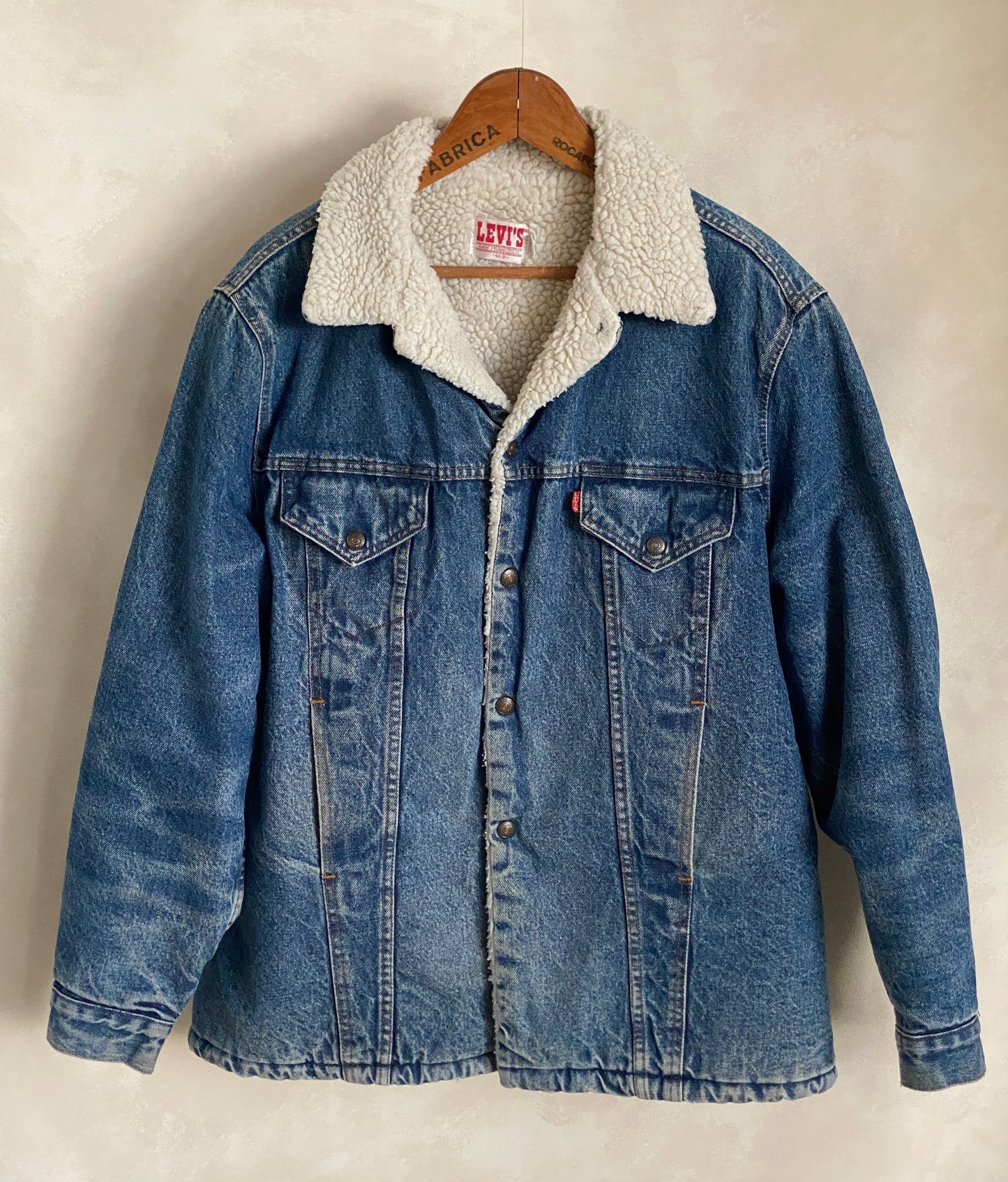 Size 46US/56EU. 4 pockets Vintage Levis fleece Jacket Made in USA. - USA Vintage Bcn