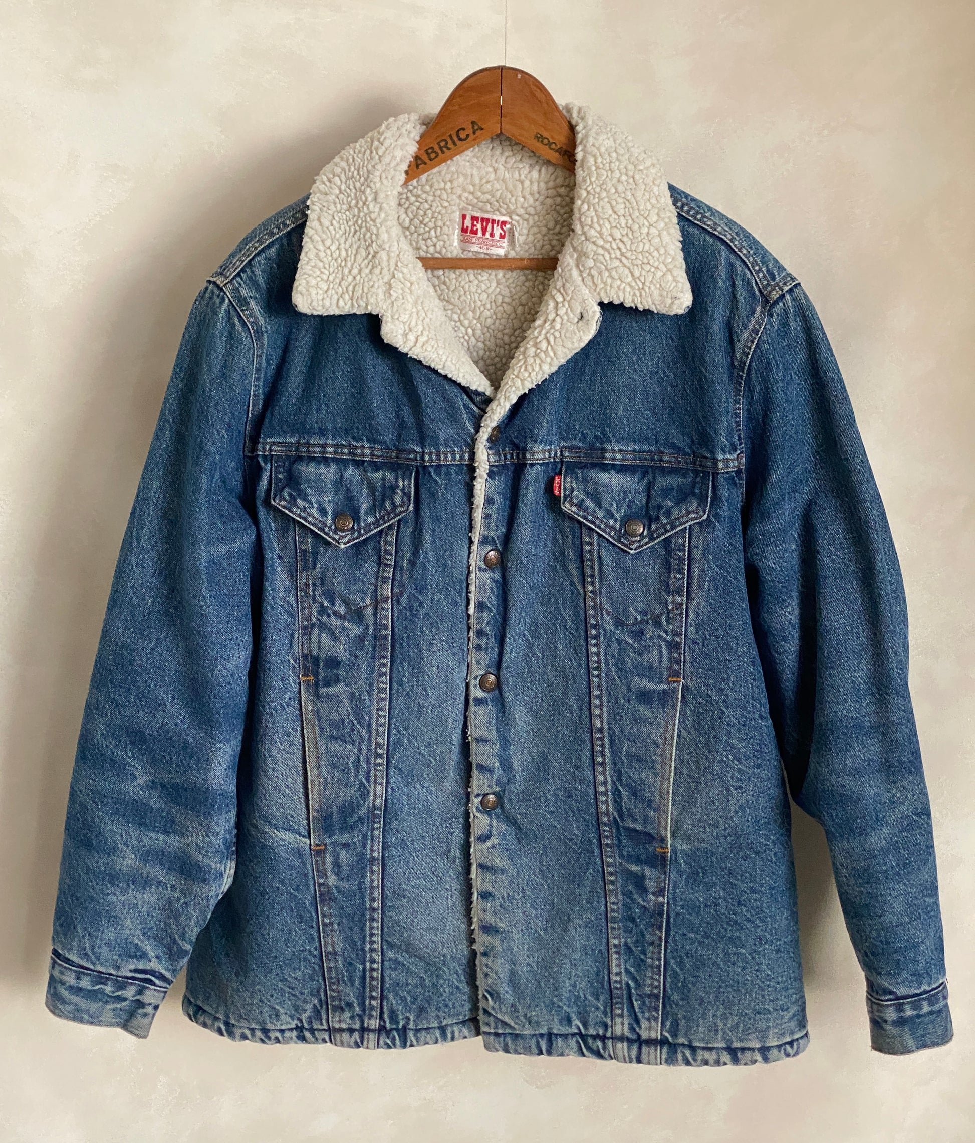 Size 46US/56EU. 4 pockets Vintage Levis fleece Jacket Made in USA. - USA Vintage Bcn