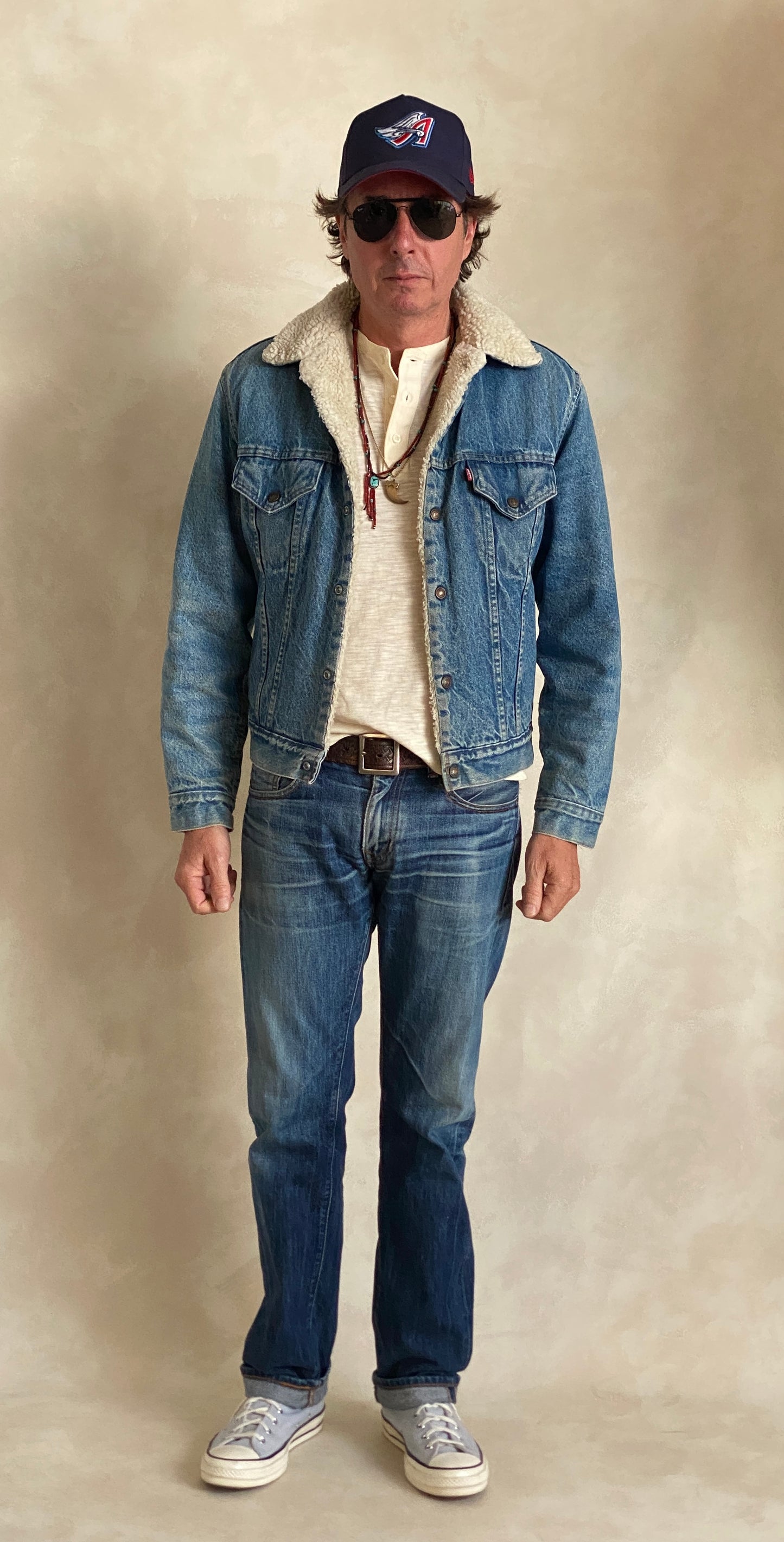 Vintage Levi’s faux sherpa fleece denim jacket made in USA, size 40US / 50EU.