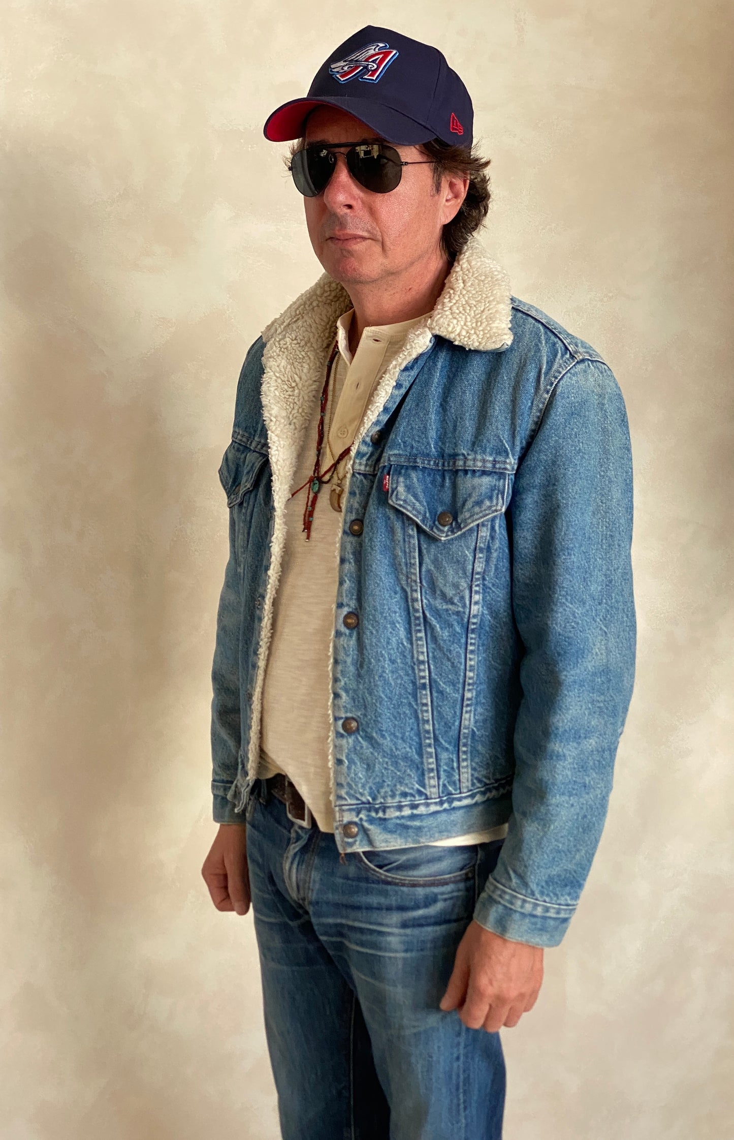 Vintage Levi’s faux sherpa fleece denim jacket made in USA, size 40US / 50EU.