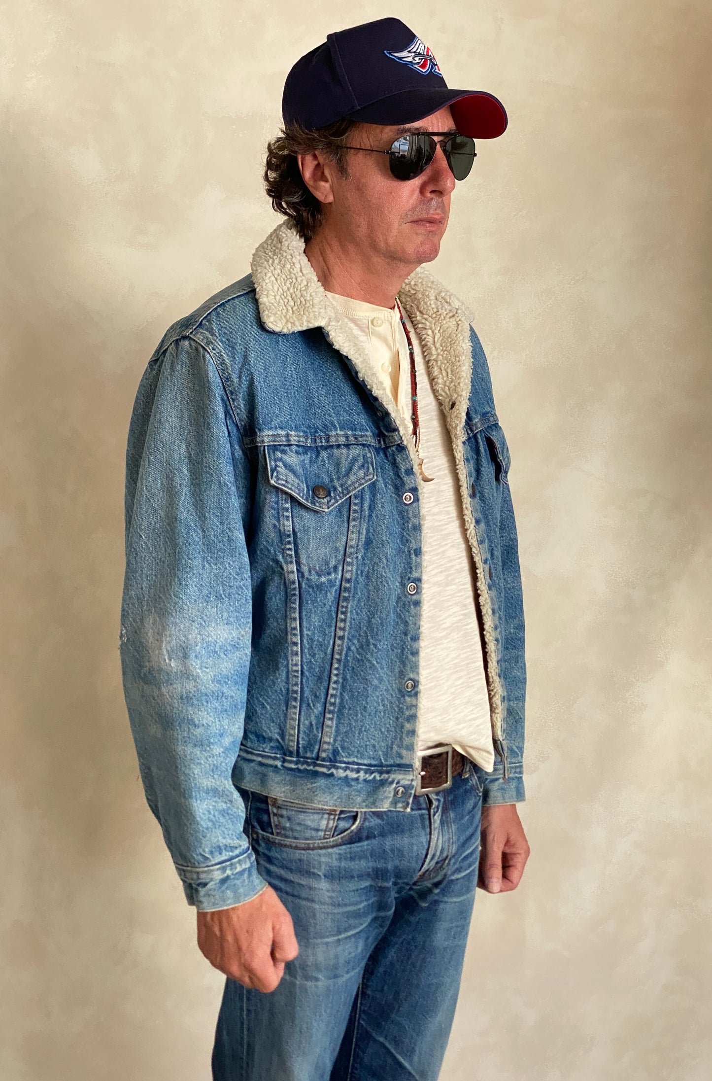 Vintage Levi’s faux sherpa fleece denim jacket made in USA, size 40US / 50EU.