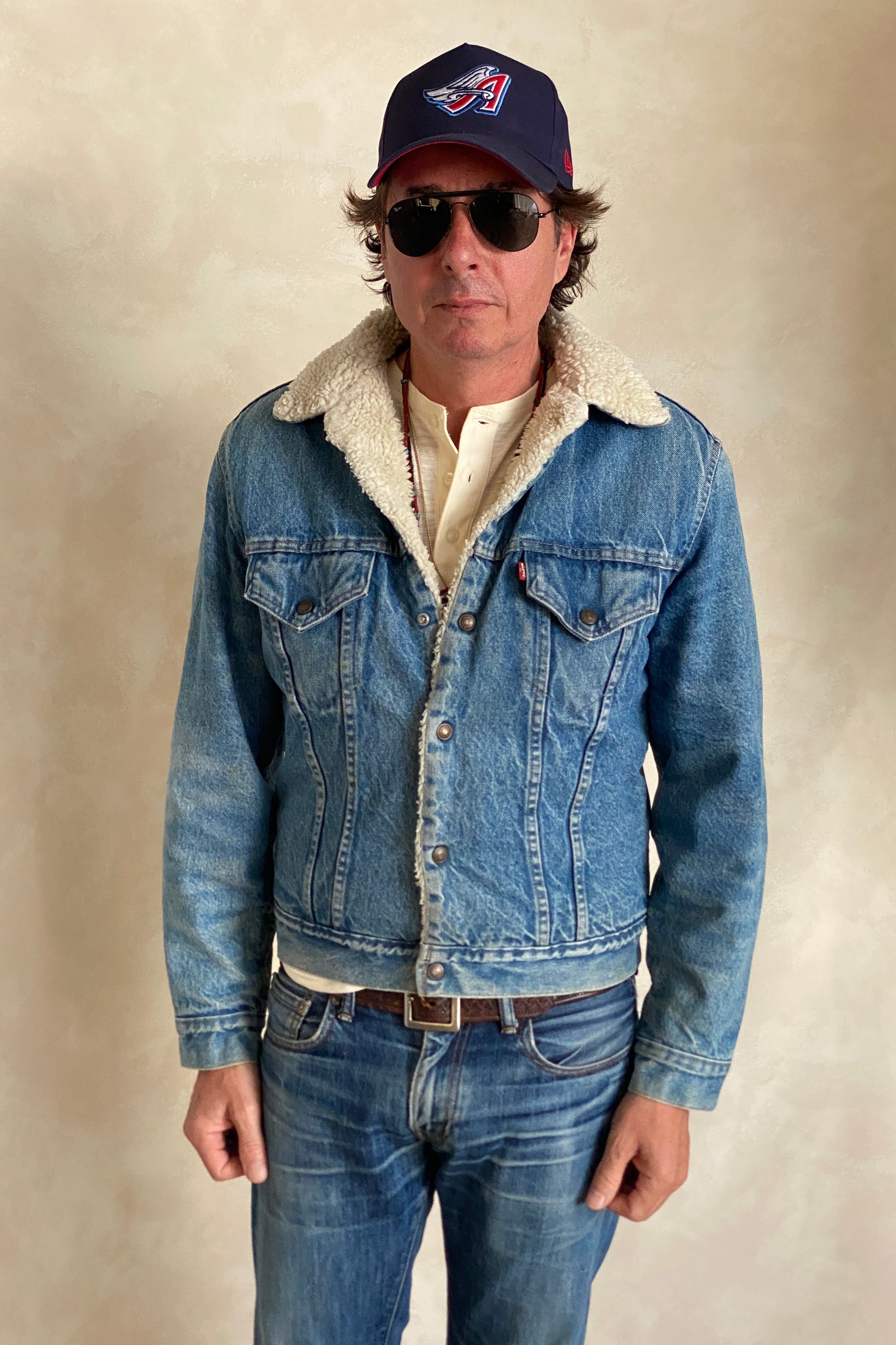 Vintage Levi’s faux sherpa fleece denim jacket made in USA, size 40US / 50EU.