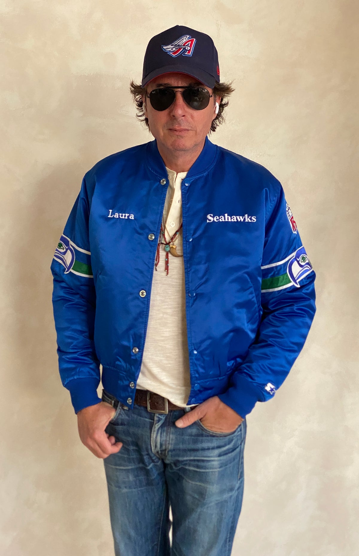 Medium. Vintage 80S Seahawks satin Starter jacket made in USA-AJ357 Studio