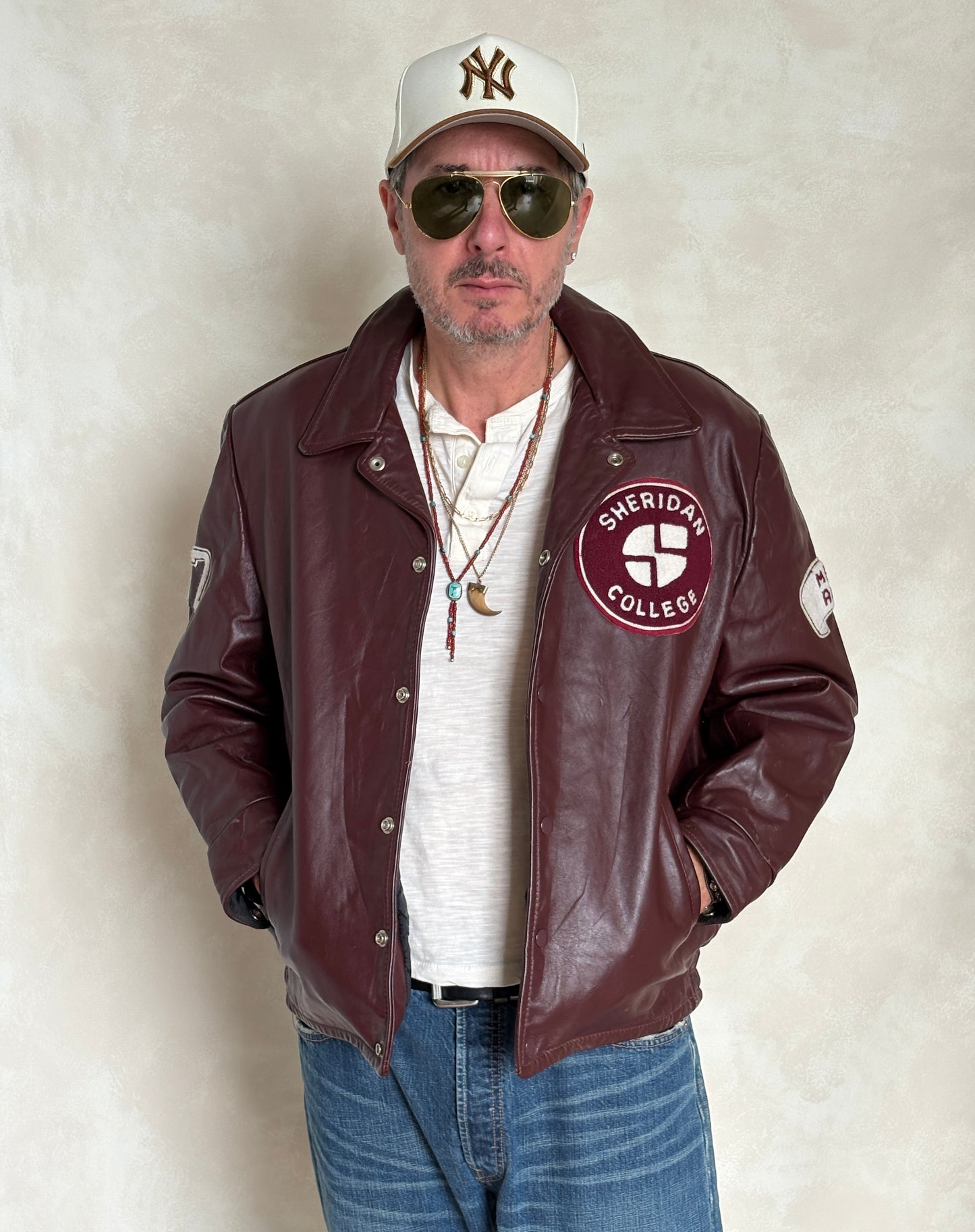 Size 44US / 54EU  Vintage Varsity Leather Jacket – Canadian Made – College Style