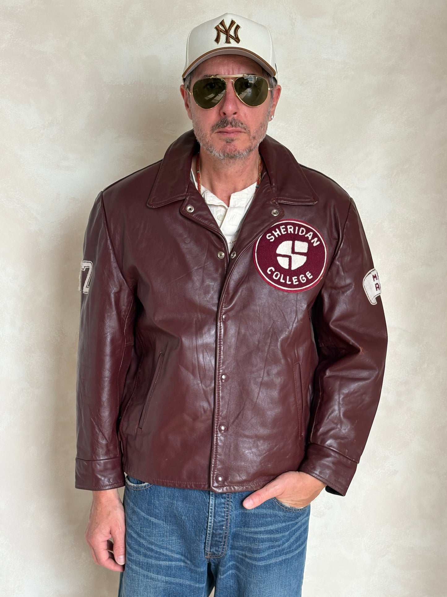 Size 44US / 54EU  Vintage Varsity Leather Jacket – Canadian Made – College Style