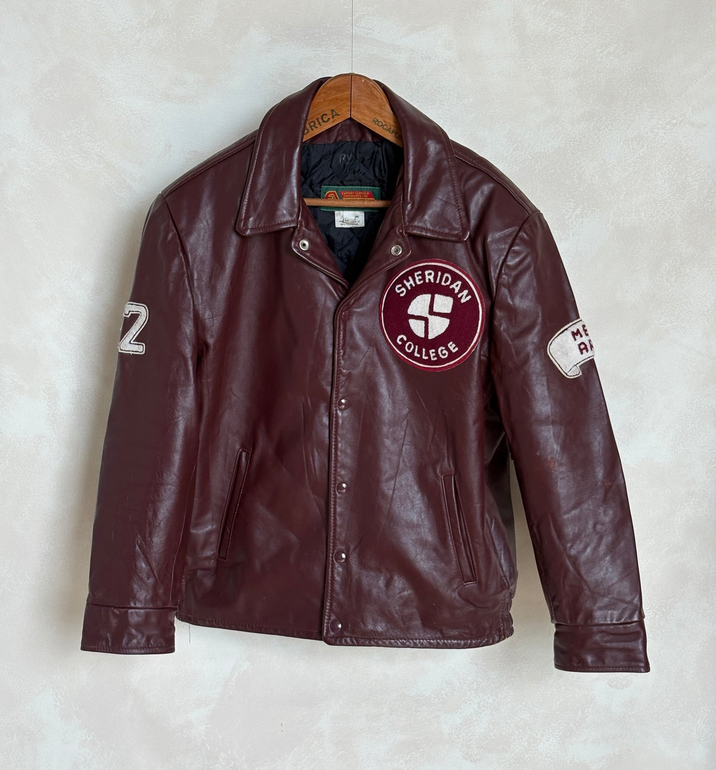 Size 44US / 54EU  Vintage Varsity Leather Jacket – Canadian Made – College Style