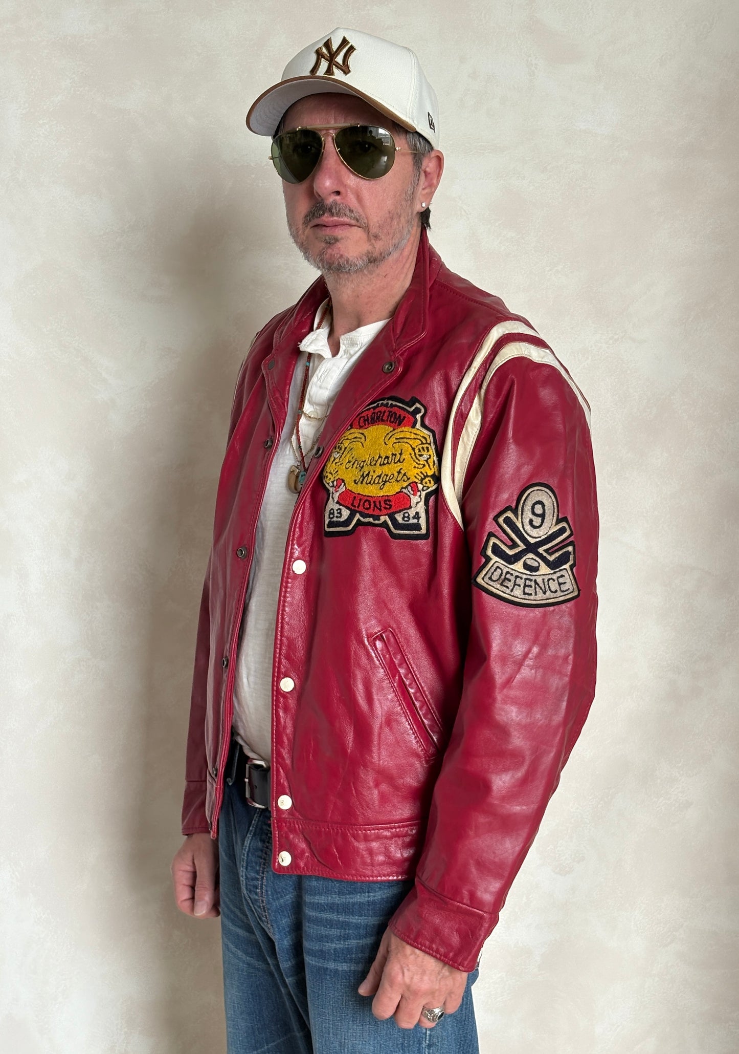 Size Large.  Vintage 1984 Leather Hockey Jacket  – Canadian Leather – Made in Canada