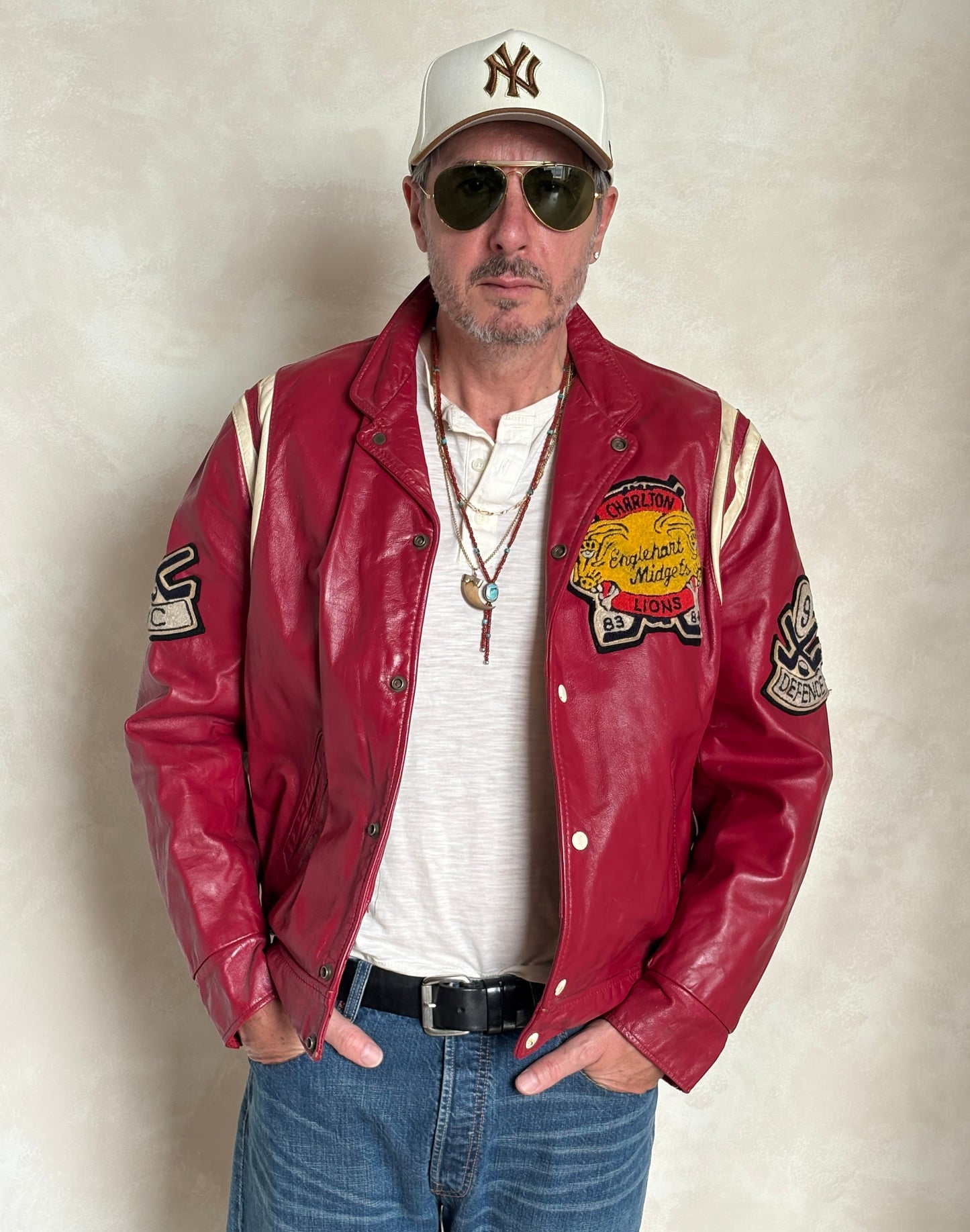 Size Large.  Vintage 1984 Leather Hockey Jacket  – Canadian Leather – Made in Canada