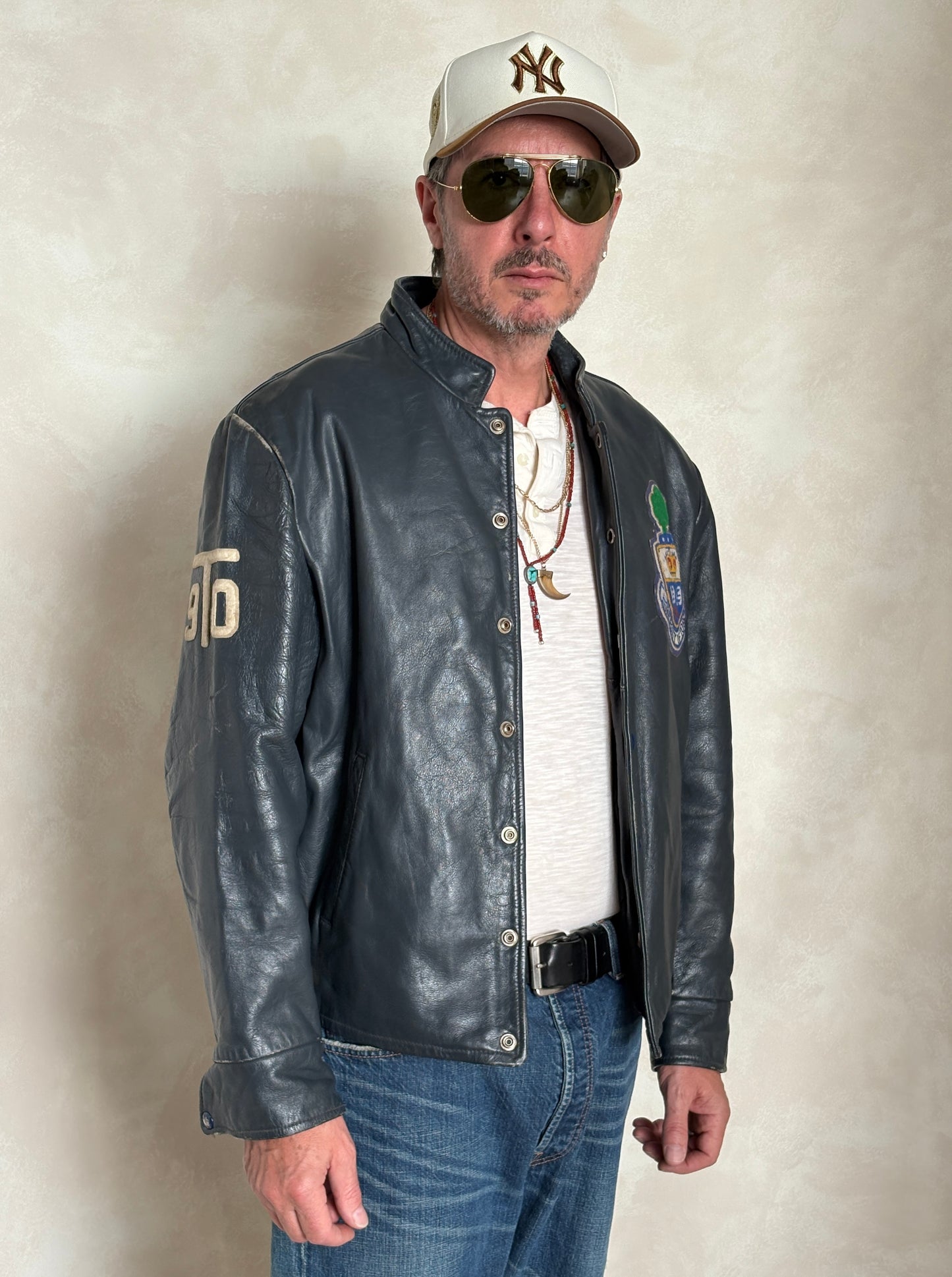 Size Large.  Vintage University of Toronto Leather Varsity Jacket 1970s — Canadian College Bomber — RX Pharmacy Faculty — Made in Canada