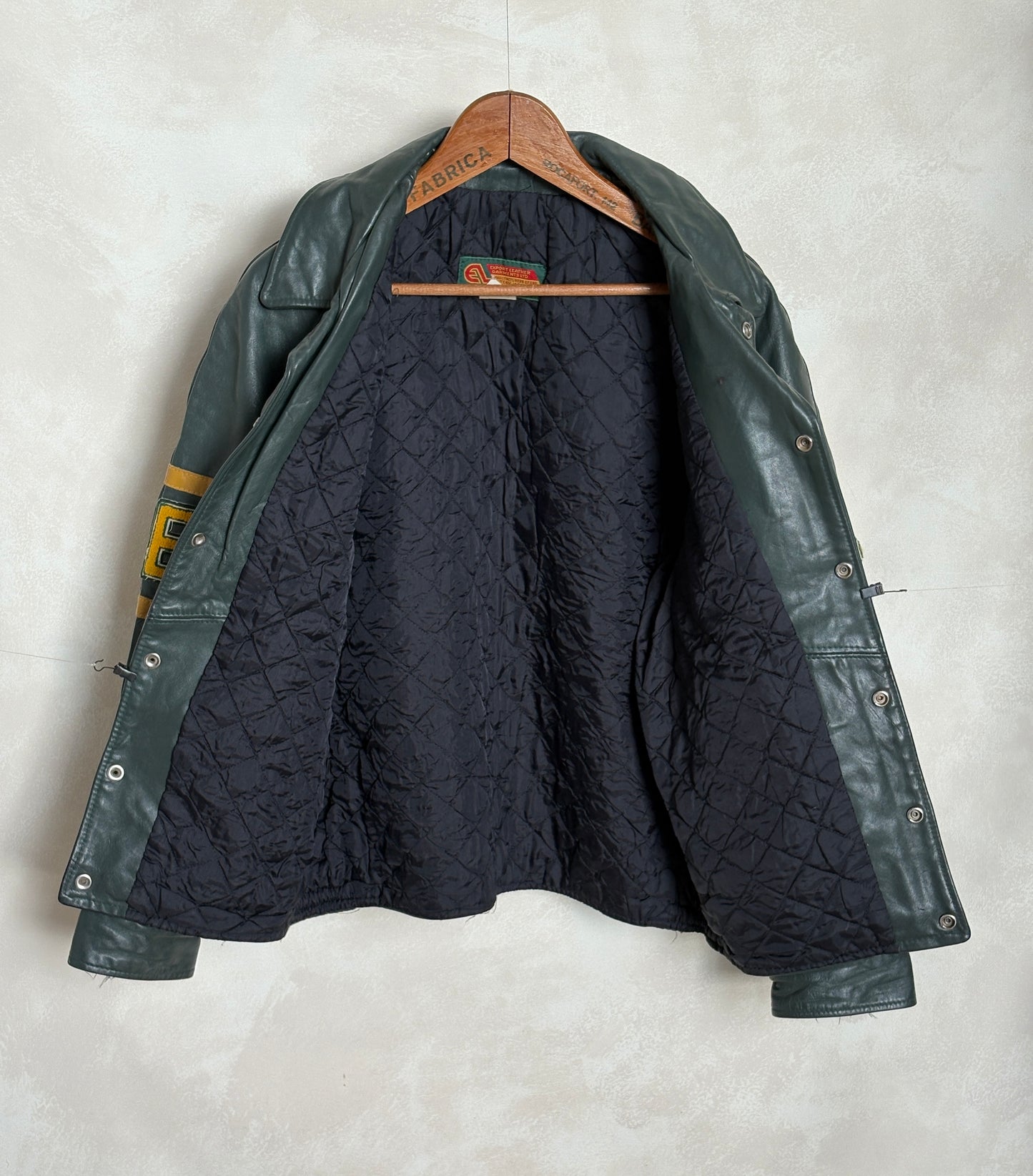Size 42US / 52EU  Vintage 89/90 Sir James Dunn Eagles Leather Varsity Jacket — Canadian High School Football — Made in Canada
