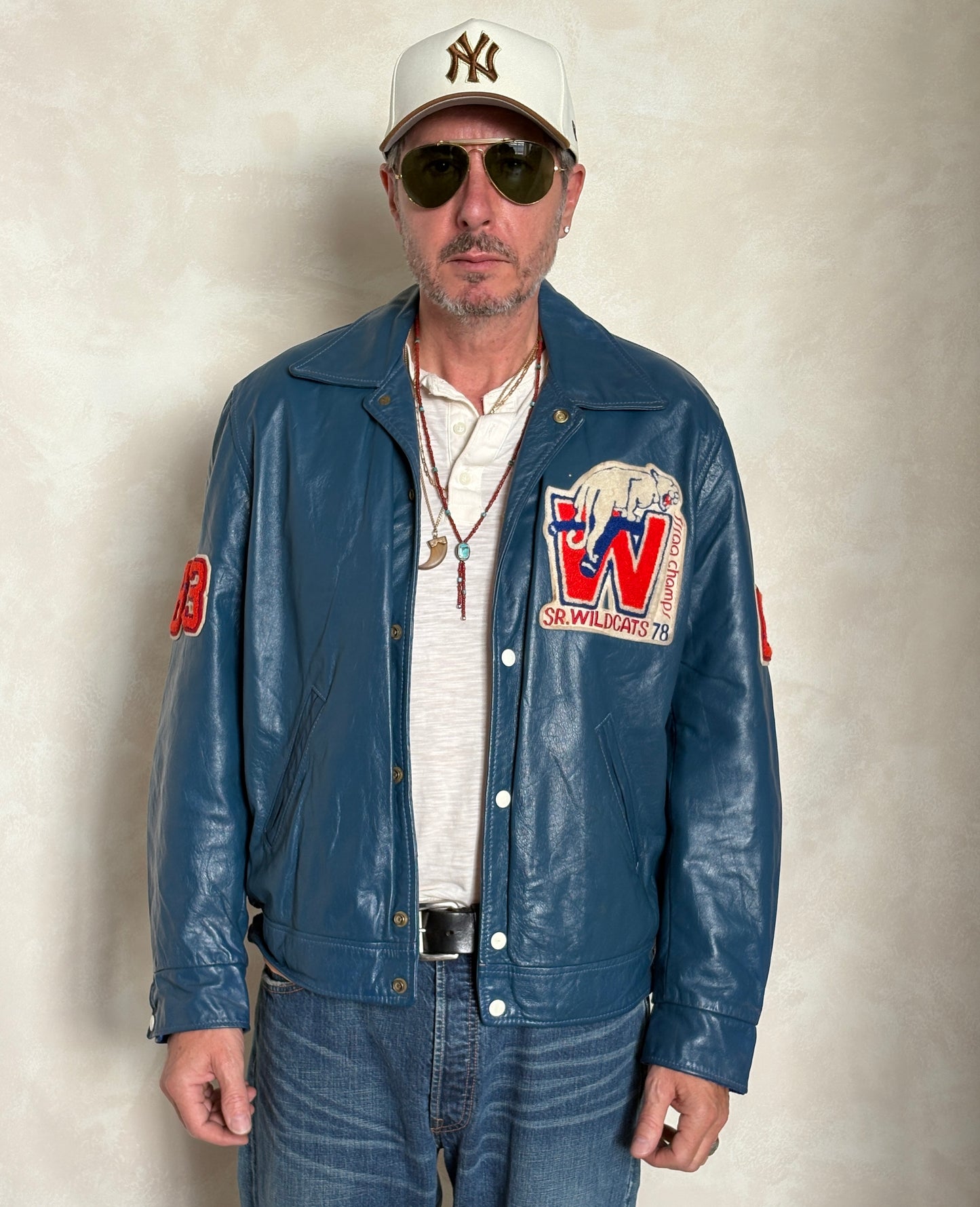 Size 42US / 52EU Vintage 1978 SR Wildcats Leather Varsity Jacket — Canadian High School Football  — SSIAA Champions — Made in Canada