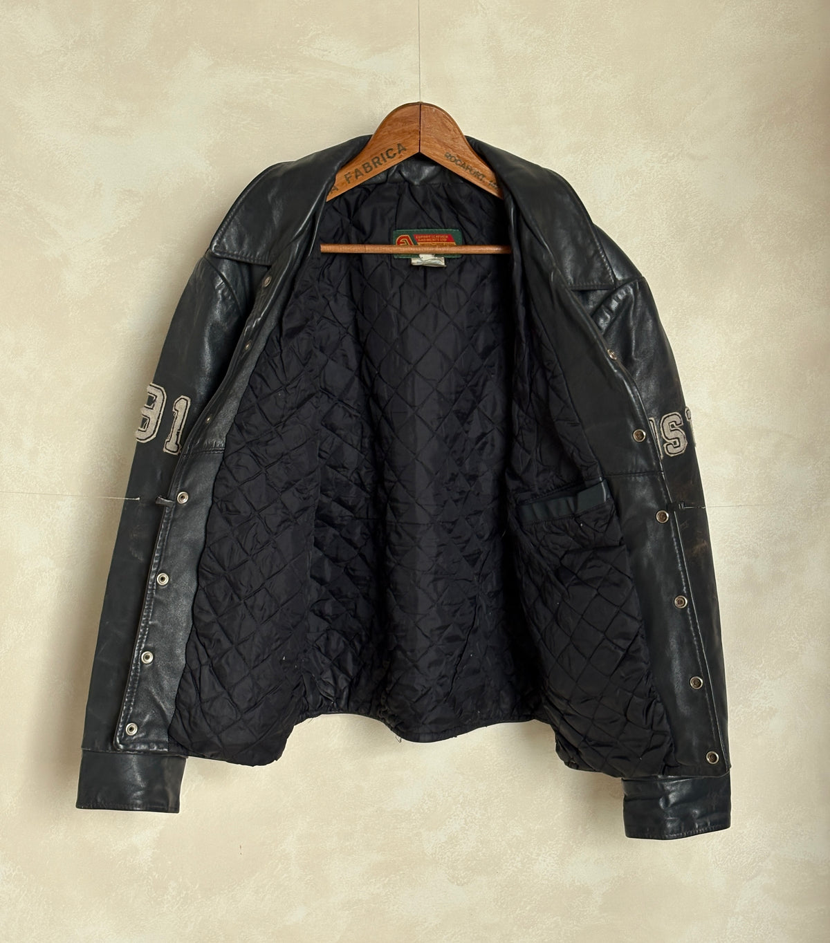 Size 48 US / 58 EU · Vintage 90s Leather College Jacket — Brock University Bomber Canadian Varsity-AJ357 Studio