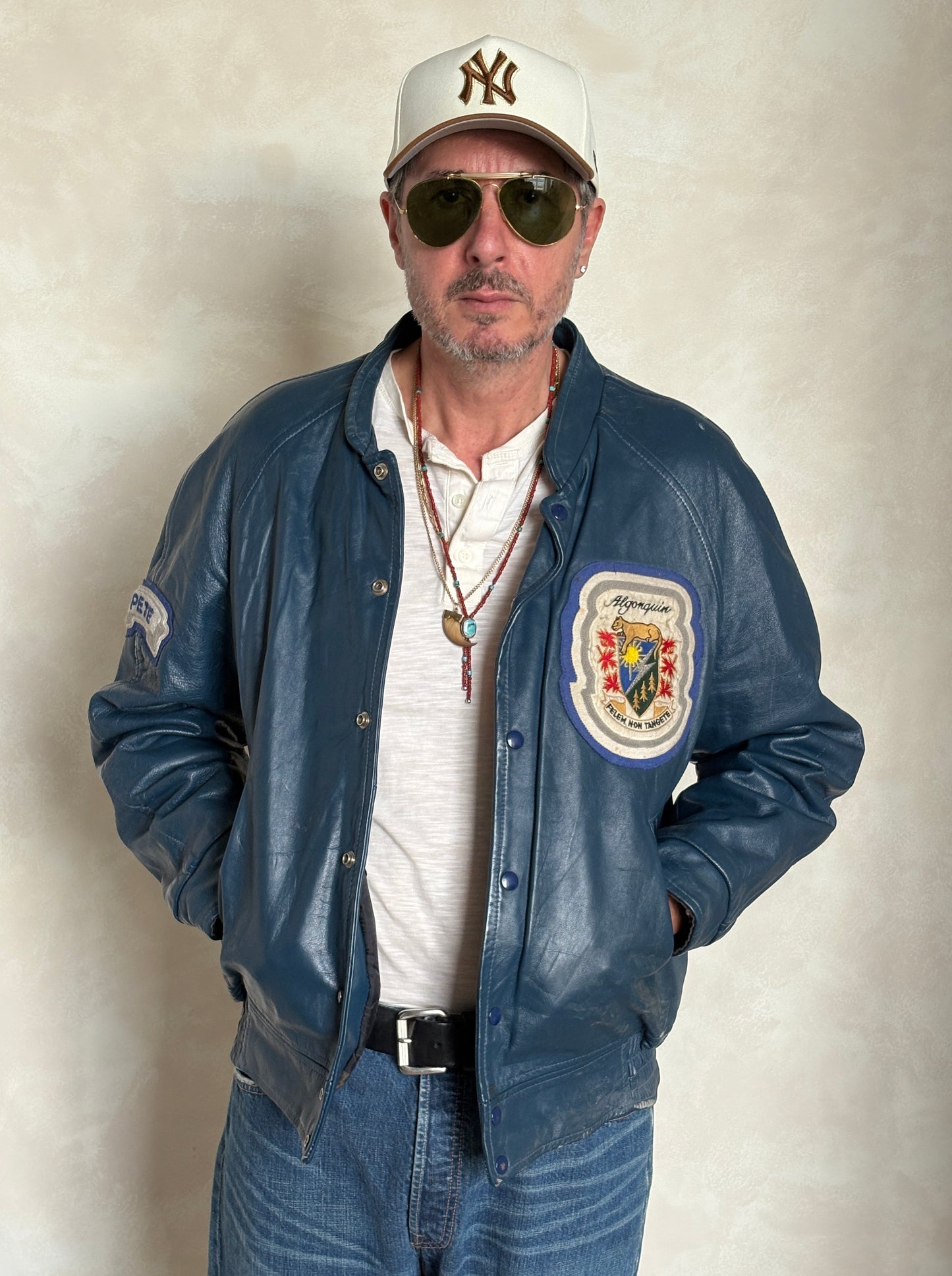 Size 42US / 52EU Vintage 1980s Algonquin College Leather Varsity Jacket — Business Department Bomber — Canadian University Jacket