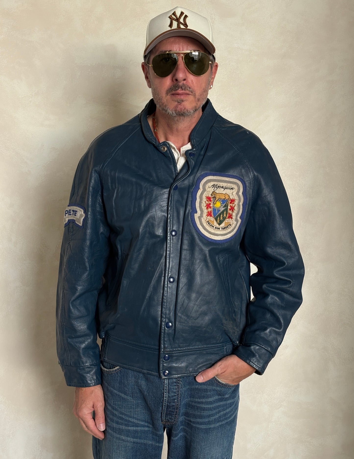 Size 42US / 52EU Vintage 1980s Algonquin College Leather Varsity Jacket — Business Department Bomber — Canadian University Jacket