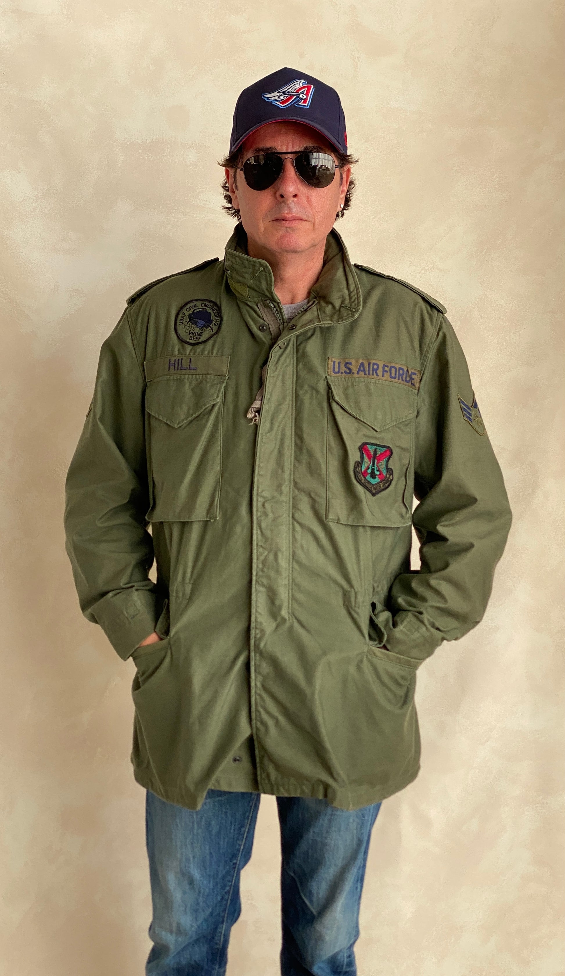 Authentic 1987 US Army M-65 field jacket, classic military vintage coat in size Medium Long