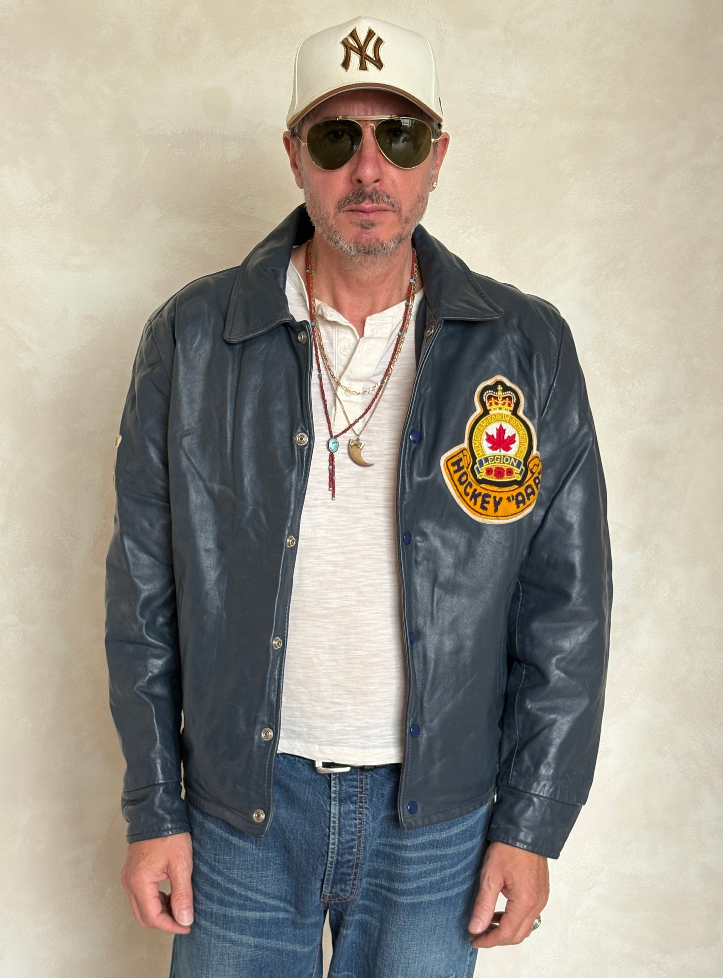 Size 42US / 52EU  Vintage Leather Hockey Jacket – Soft Canadian Leather – Made in Canada