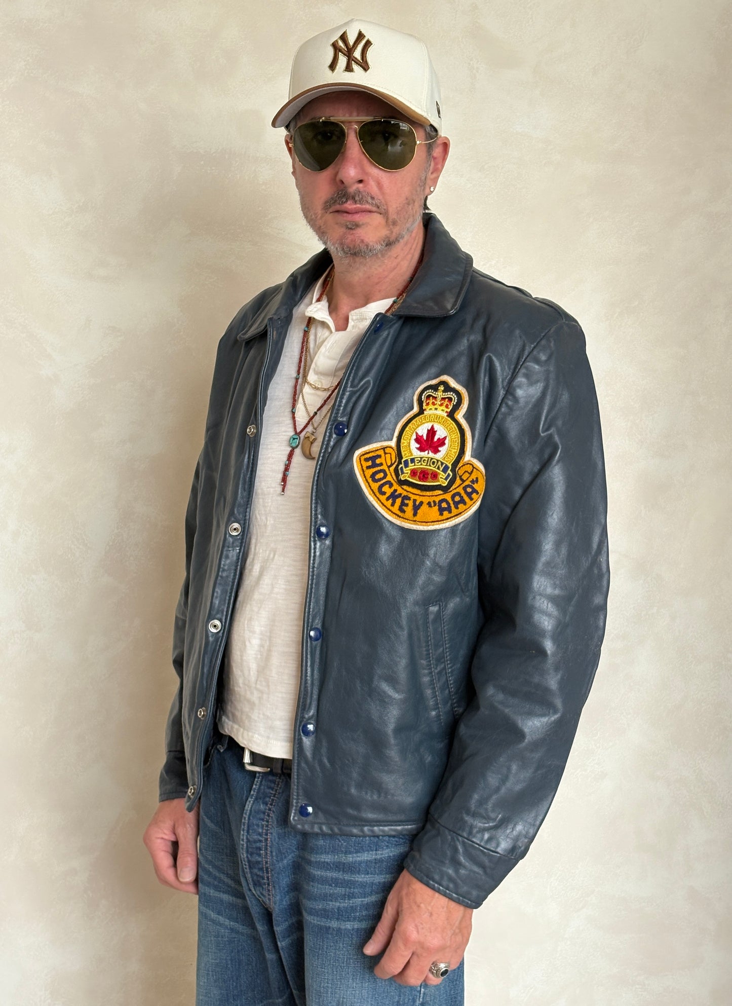 Size 42US / 52EU  Vintage Leather Hockey Jacket – Soft Canadian Leather – Made in Canada